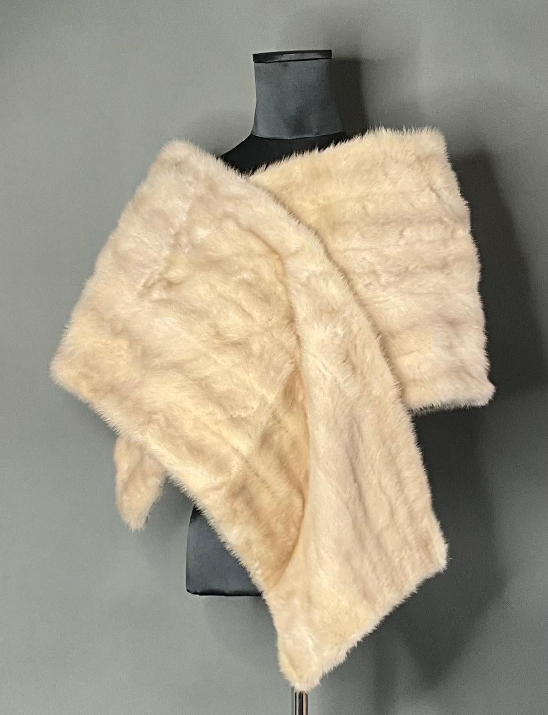 Beige Vintage Mink Fur Stole For Sale