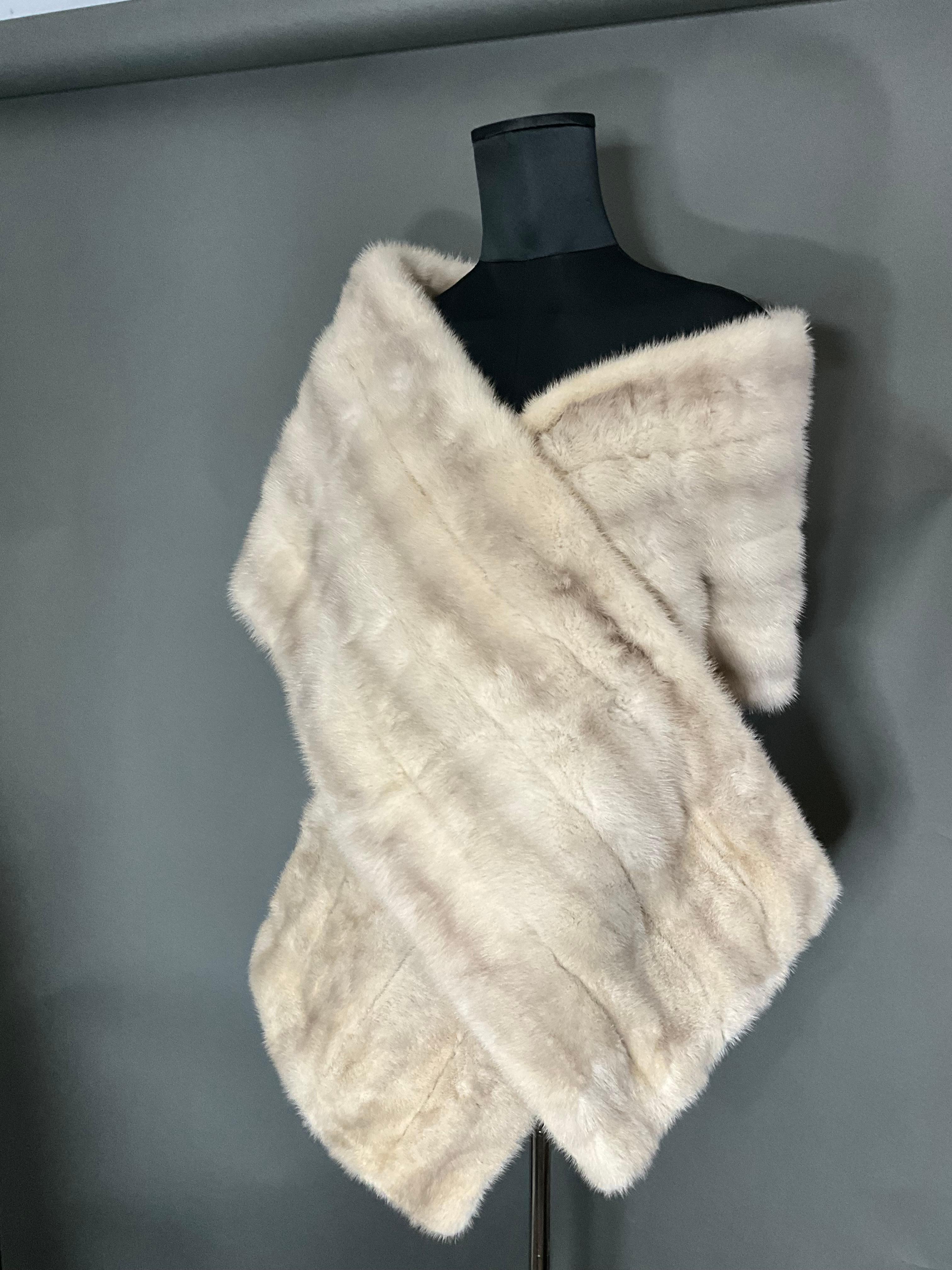 Beige Vintage Mink Fur Stole For Sale