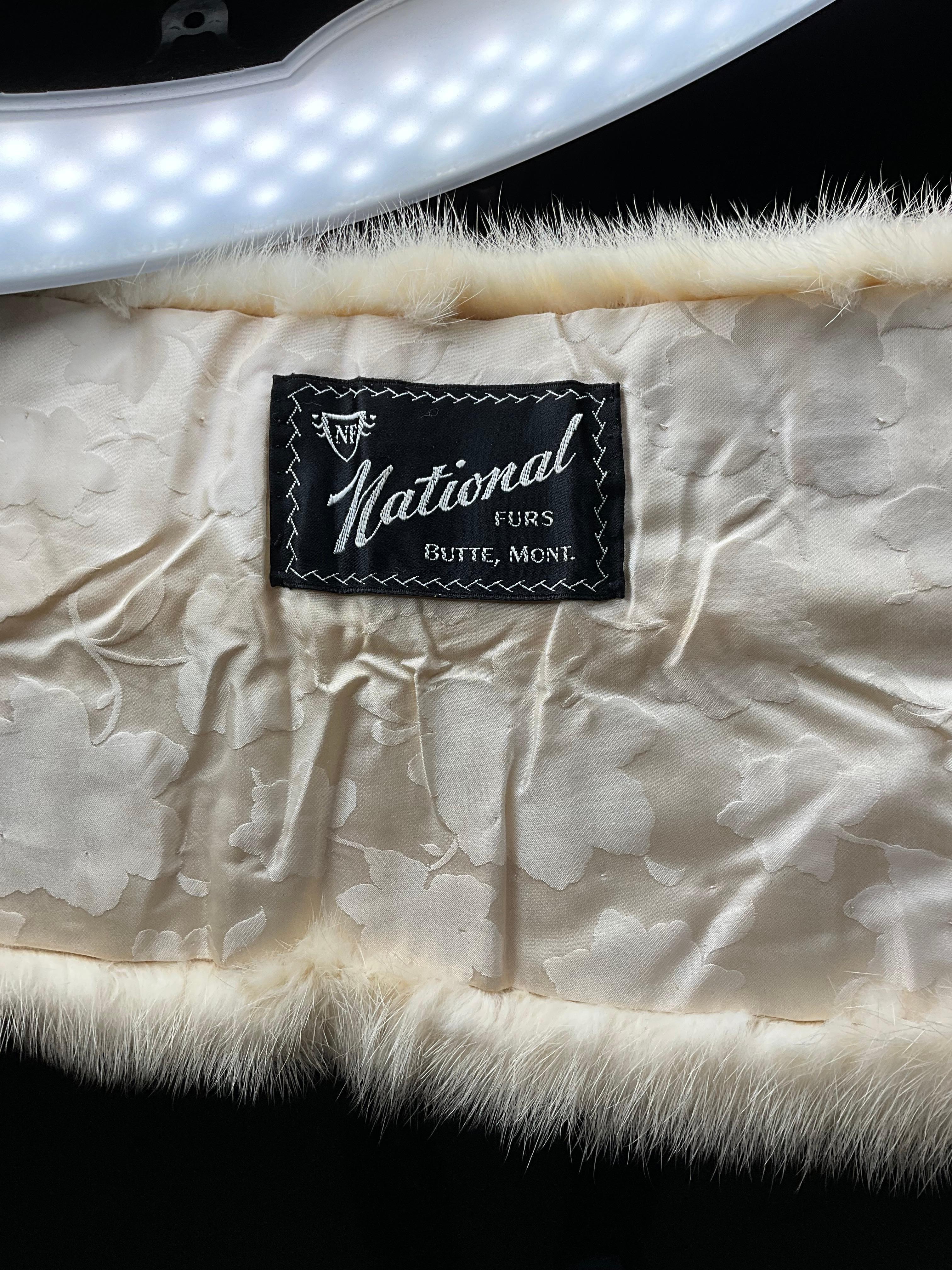 Vintage Mink Fur Stole with Black Bow For Sale 4