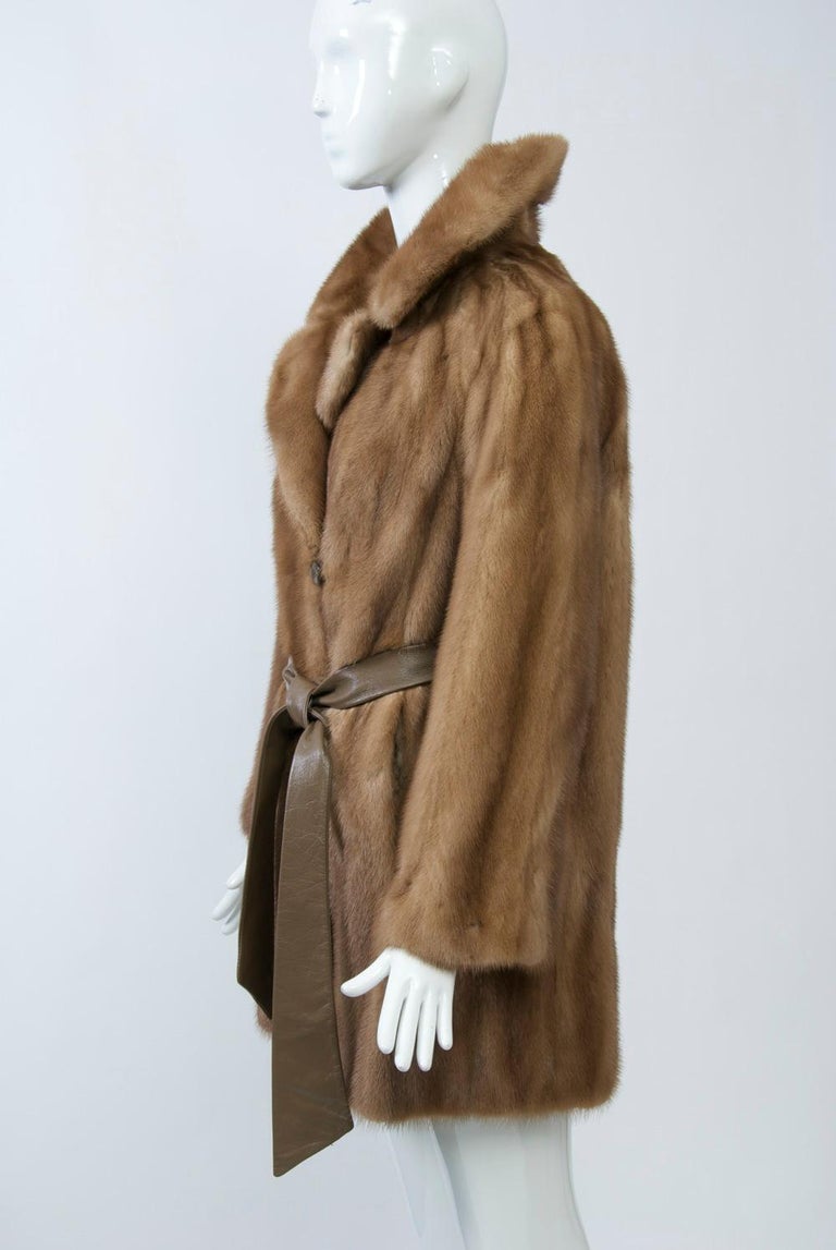 1970s Mink Jacket with Belt In Good Condition For Sale In Alford, MA