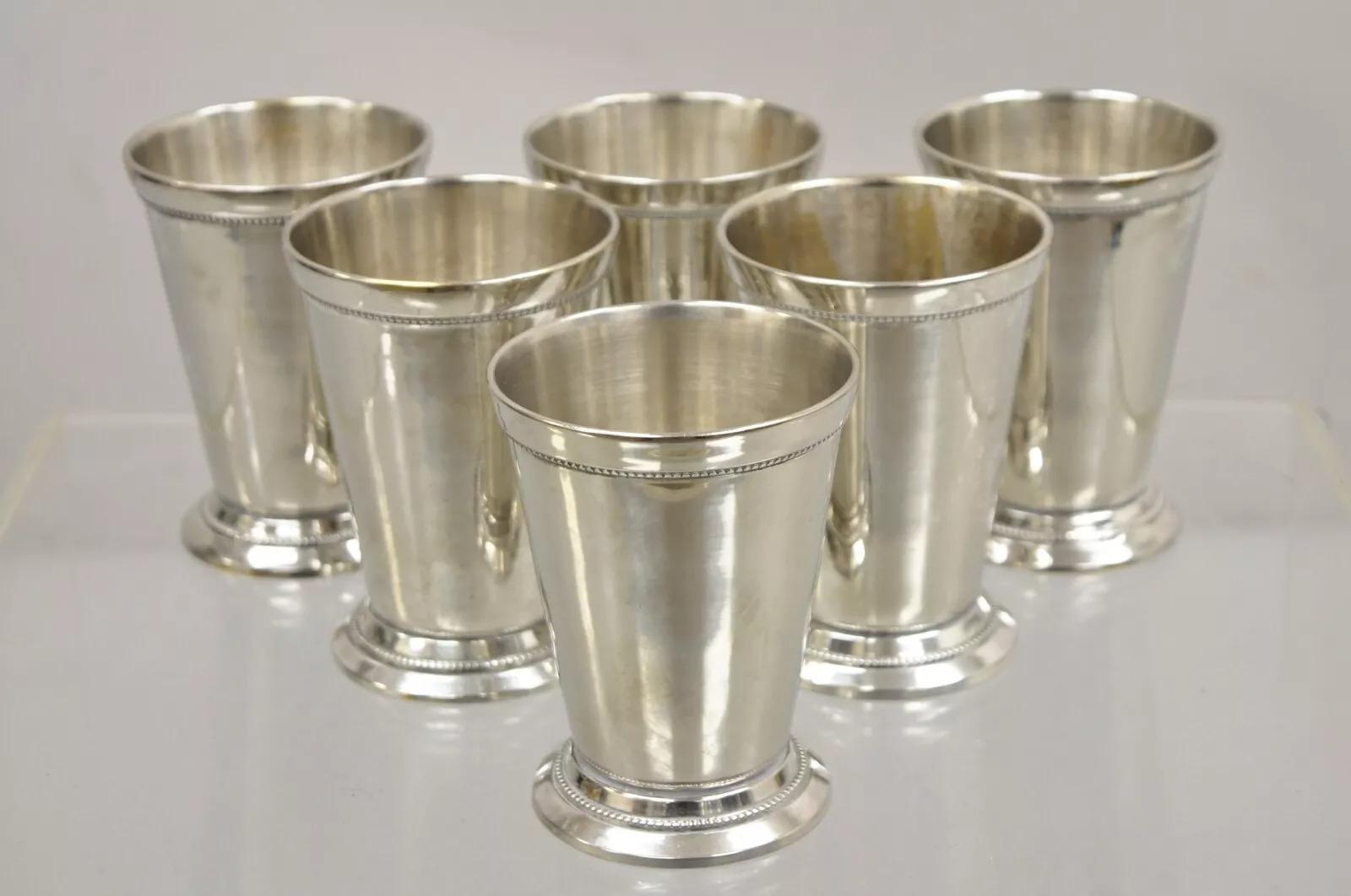 Vintage Mint Julep Vaso Copa plateado attr Patrick Henry Italia - Set de 6 5