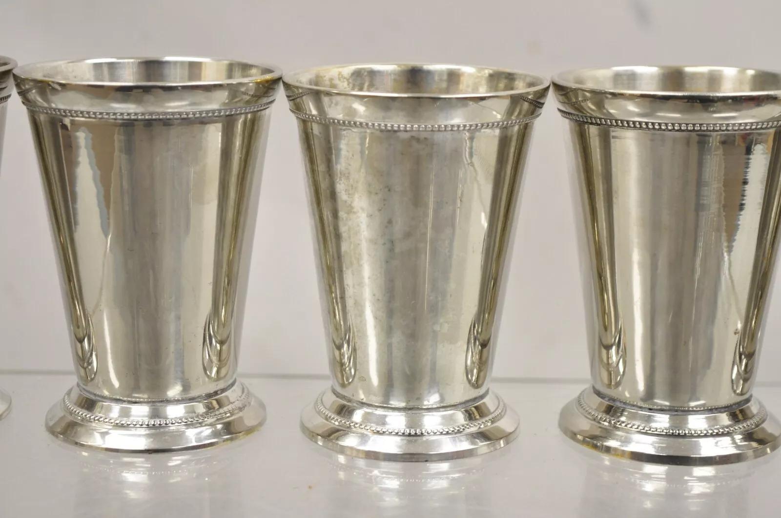 Vintage Mint Julep Vaso Copa plateado attr Patrick Henry Italia - Set de 6 Art Decó