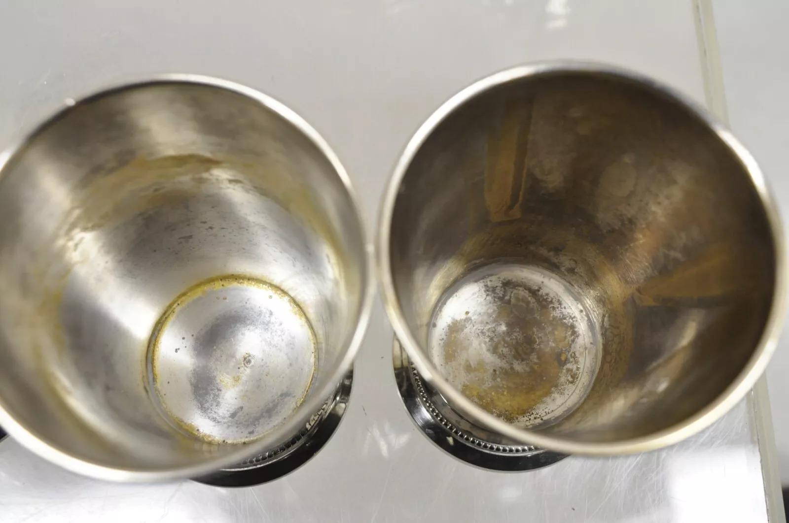 Vintage Mint Julep Vaso Copa plateado attr Patrick Henry Italia - Set de 6 Chapado en plata
