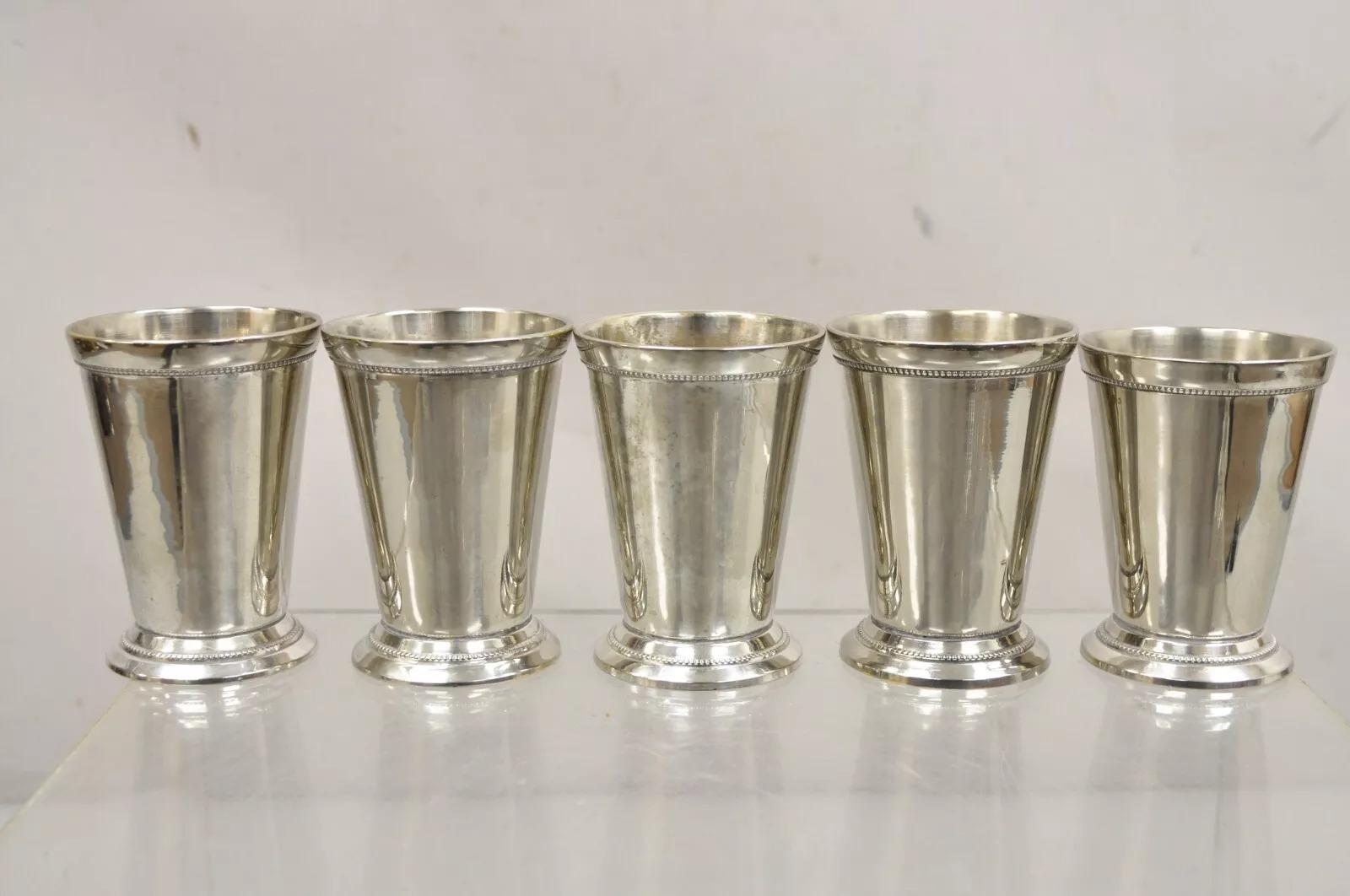 Vintage Mint Julep Vaso Copa plateado attr Patrick Henry Italia - Set de 6 1