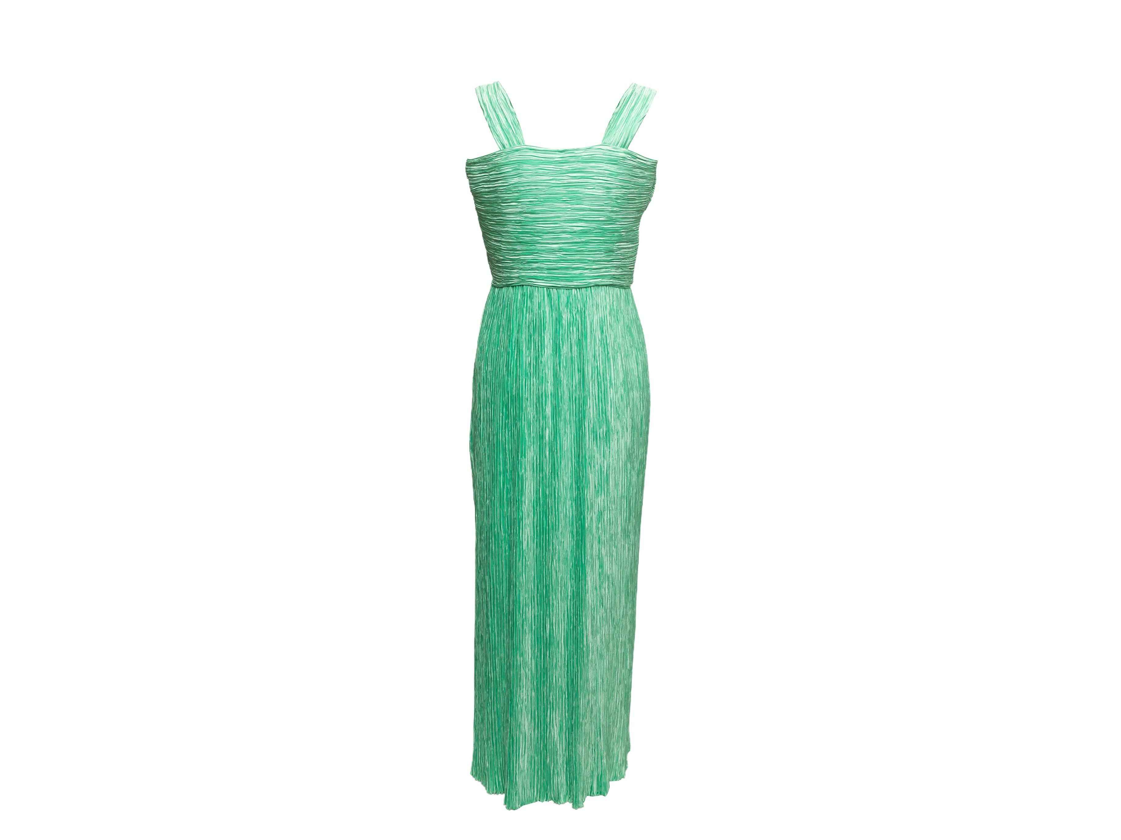 Vintage Mint Mary McFadden Plisse Sleeveless Dress Size US 14 In Good Condition For Sale In New York, NY