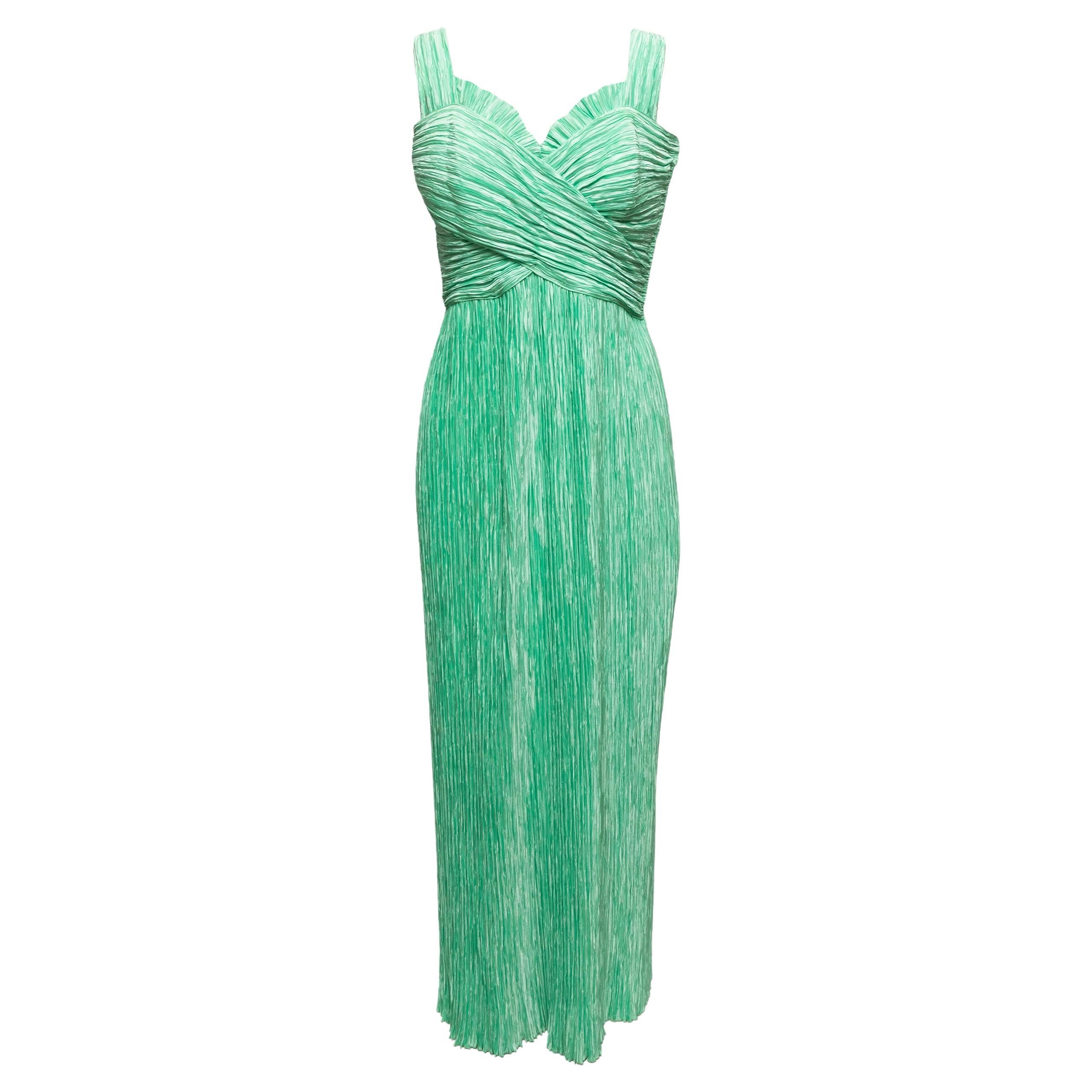 Vintage Mint Mary McFadden Plisse Sleeveless Dress Size US 14 For Sale
