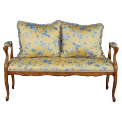 Banc de fenêtre vintage Minton Spidell en noyer, style provincial français, avec coussins