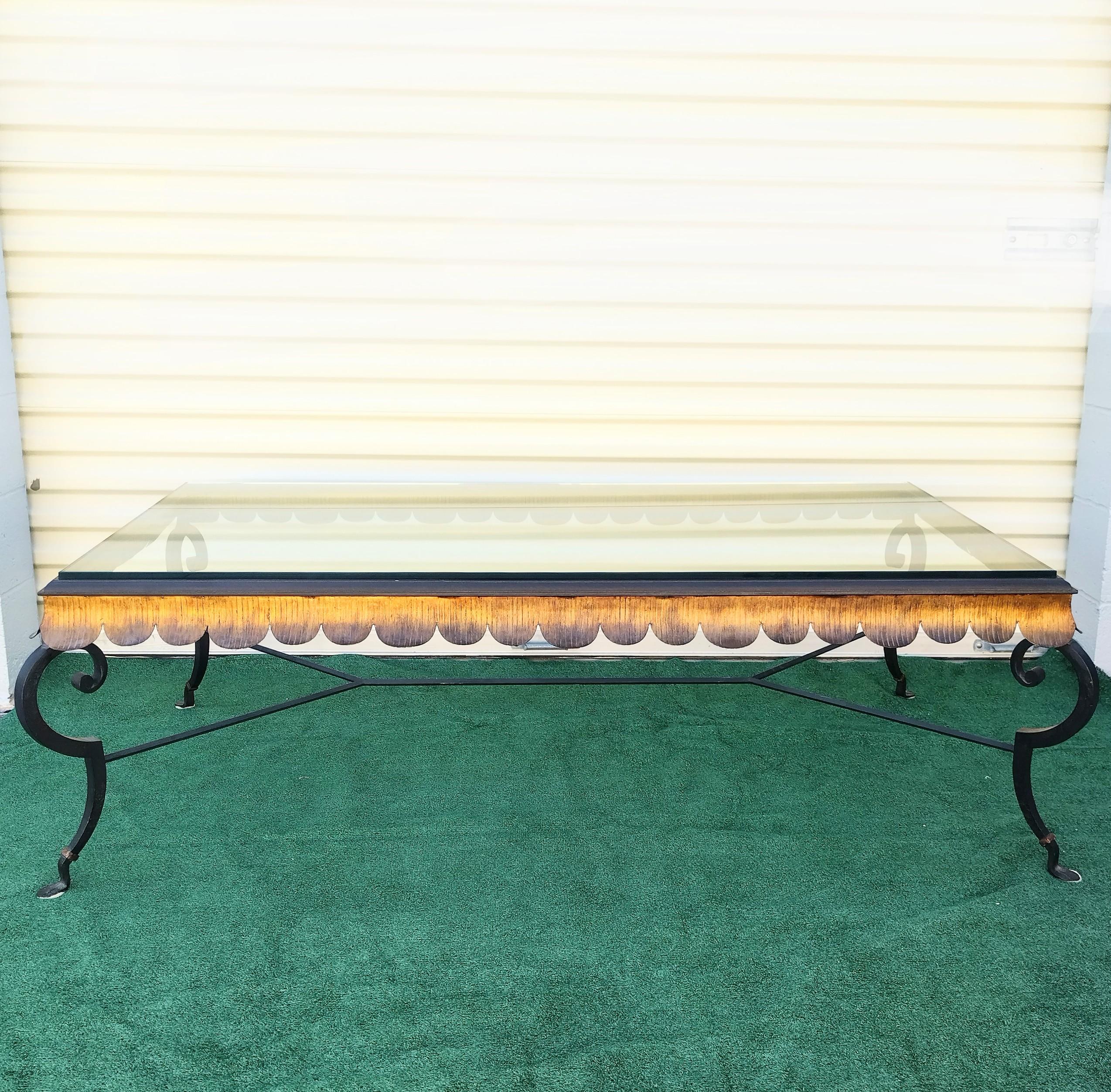 Vintage Minton Spidell Gold Gilt scalloped edge massive iron coffee table 1
