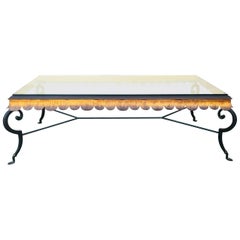 Vintage Minton Spidell Gold Gilt scalloped edge massive iron coffee table