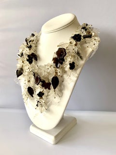 Vintage Miriam Haskell Black and Clear Festoon Necklace