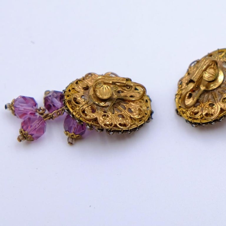 Vintage Miriam Haskell Earrings 1950s For Sale at 1stDibs