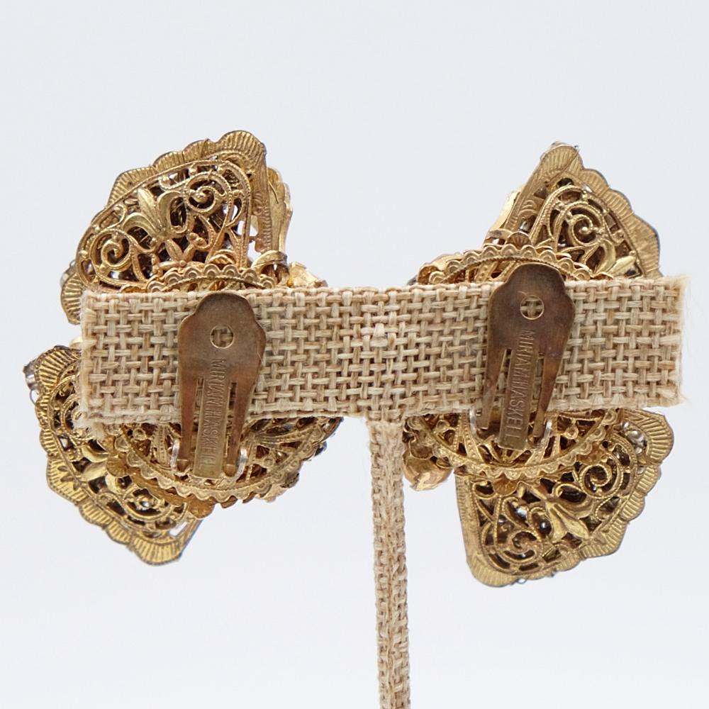 Women's or Men's Vintage Miriam Haskell Flower Massive Earrings For Sale