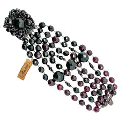 Vintage Miriam Haskell Statement-Manschettenknöpfe aus Granatkristall 1960er Jahre