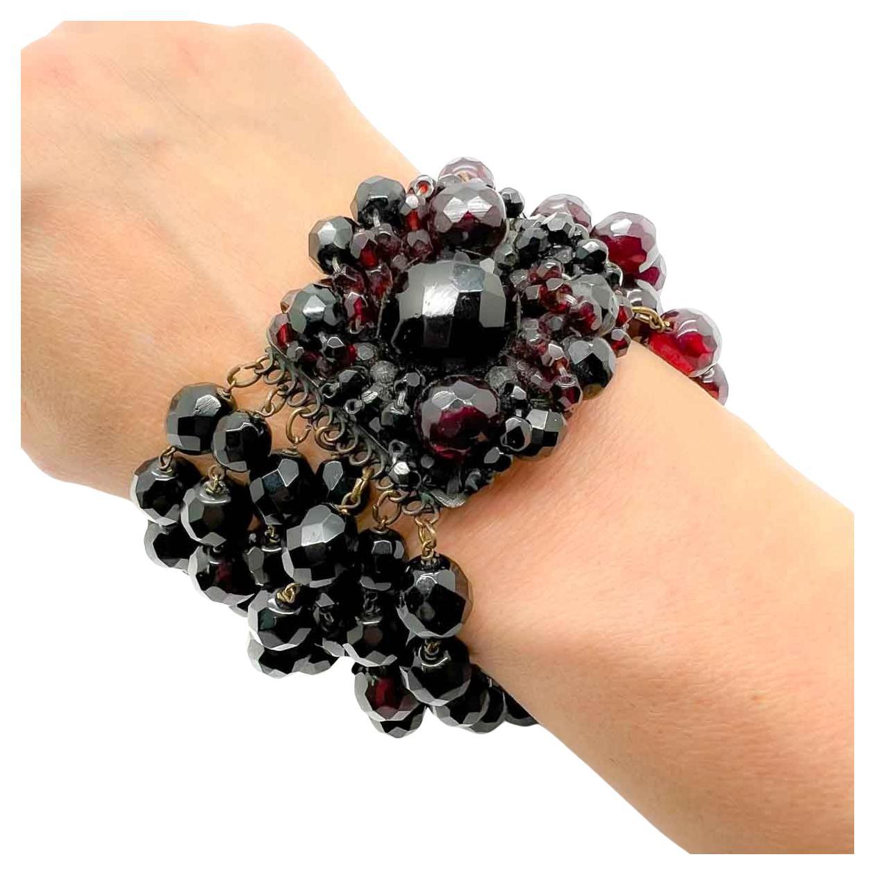 Brazalete vintage de cristal granate Miriam Haskell Años 60