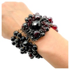 Vintage Miriam Haskell Garnet Crystal Statement Cuff 1960s