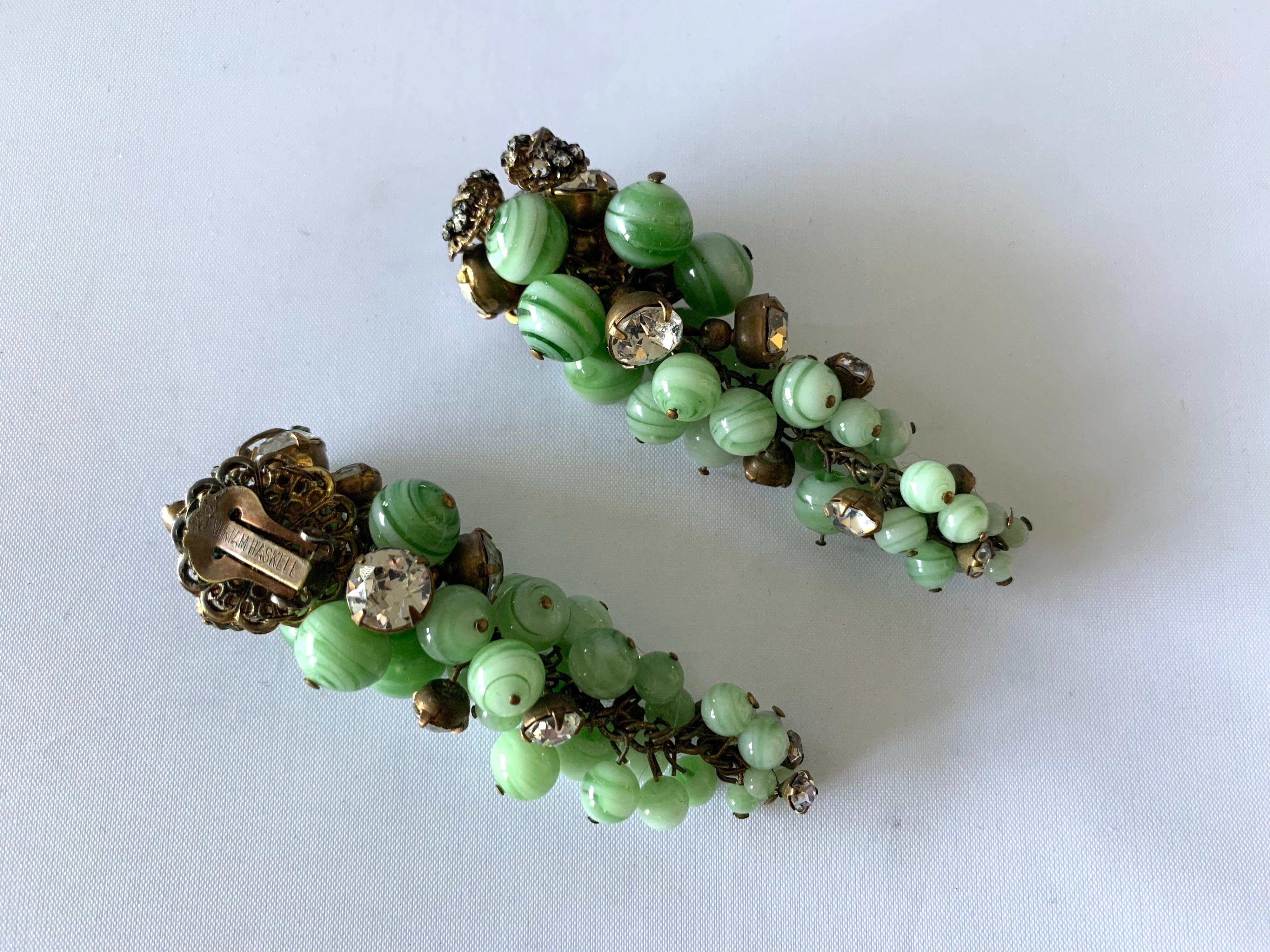 Artisan Vintage Miriam Haskell Grape Cluster Earrings  For Sale