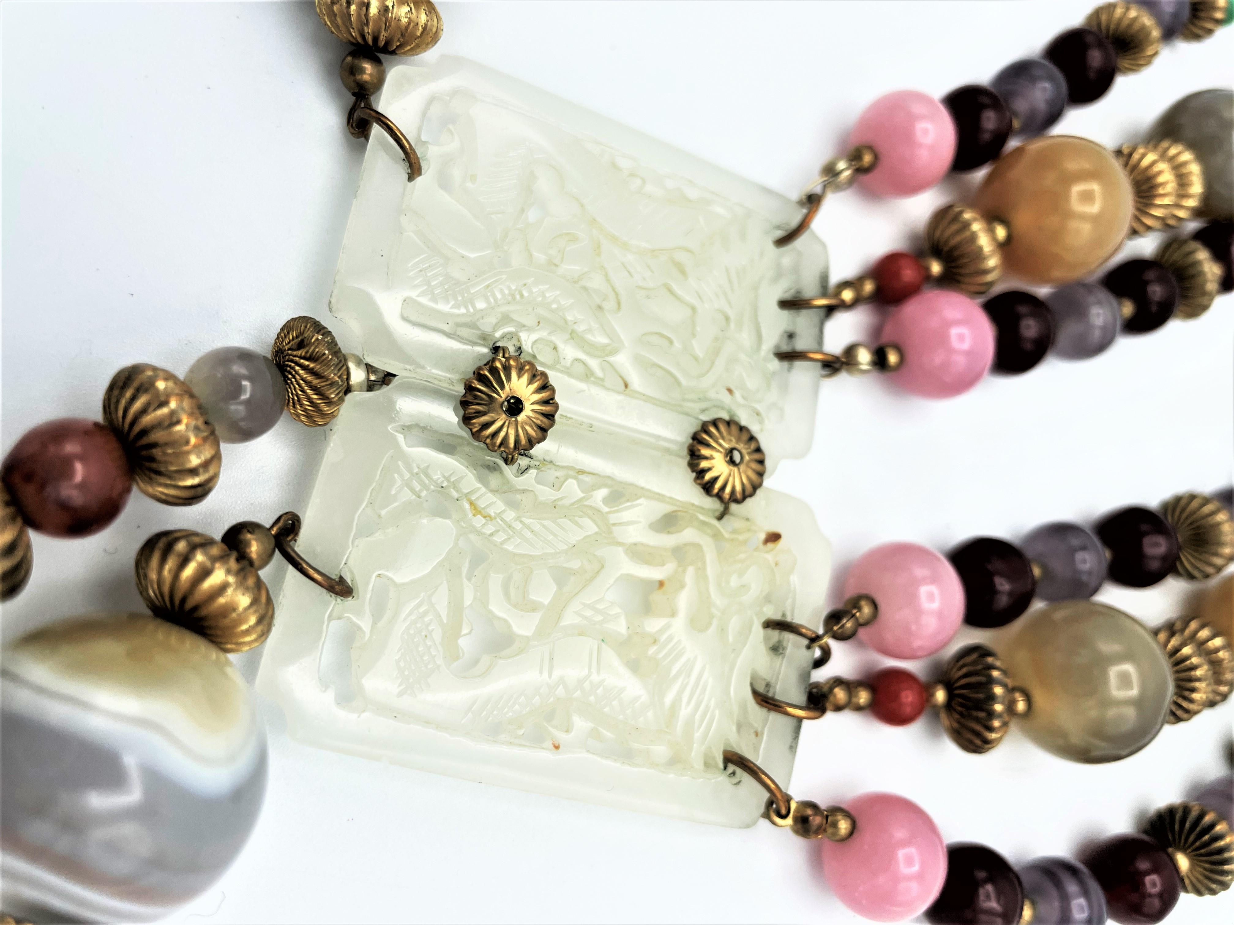Miriam Haskell Vintage-Halskette, Achat und Glasperlen, Jade ähnlich  1950er Jahre USA im Zustand „Hervorragend“ im Angebot in Stuttgart, DE