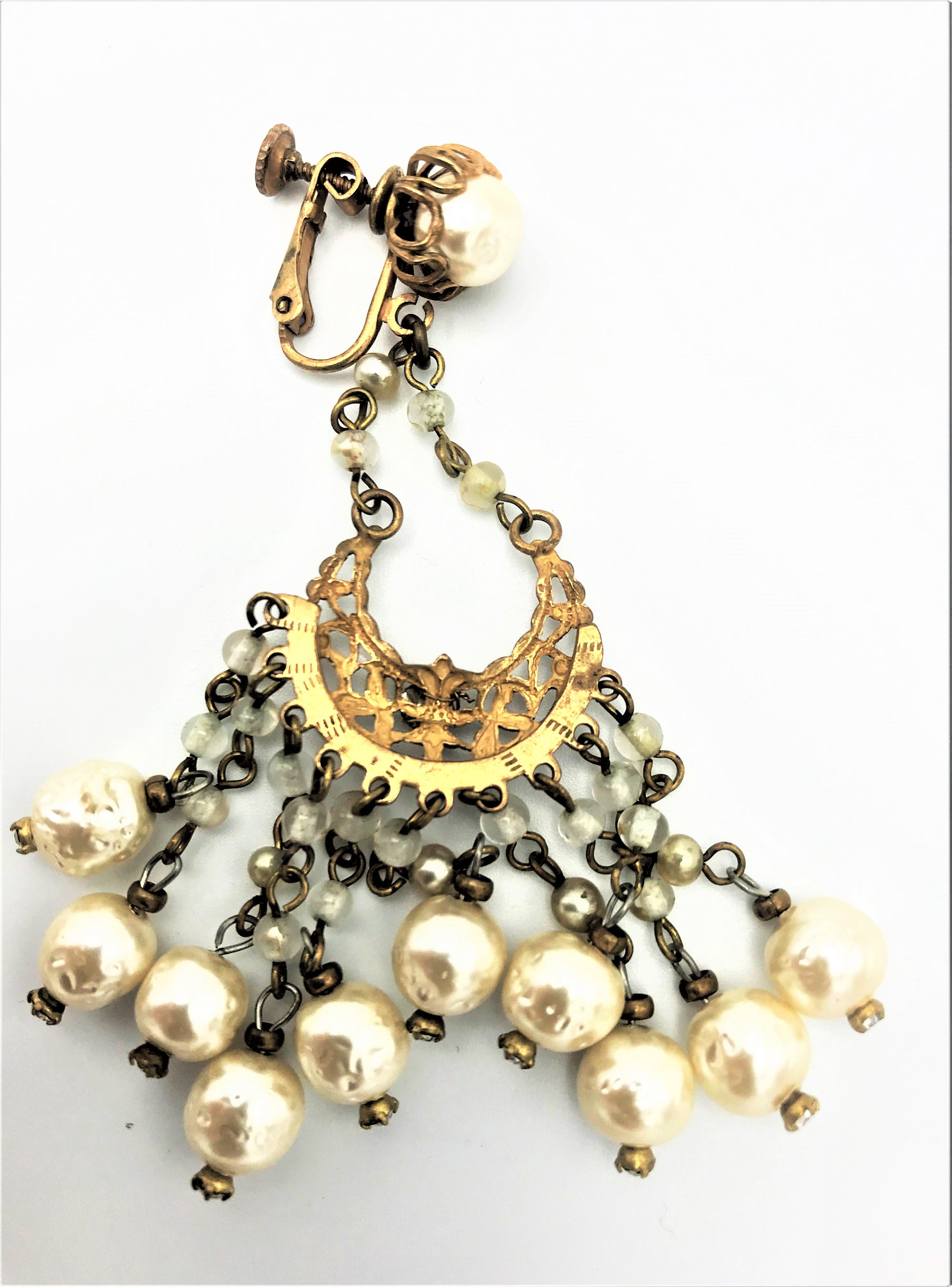 Vintage Miriam Haskell necklace with matching earrings gold plated 1950s In Good Condition In Stuttgart, DE