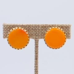 Vintage Miriam Haskell Orange Glass Earrings 1960s