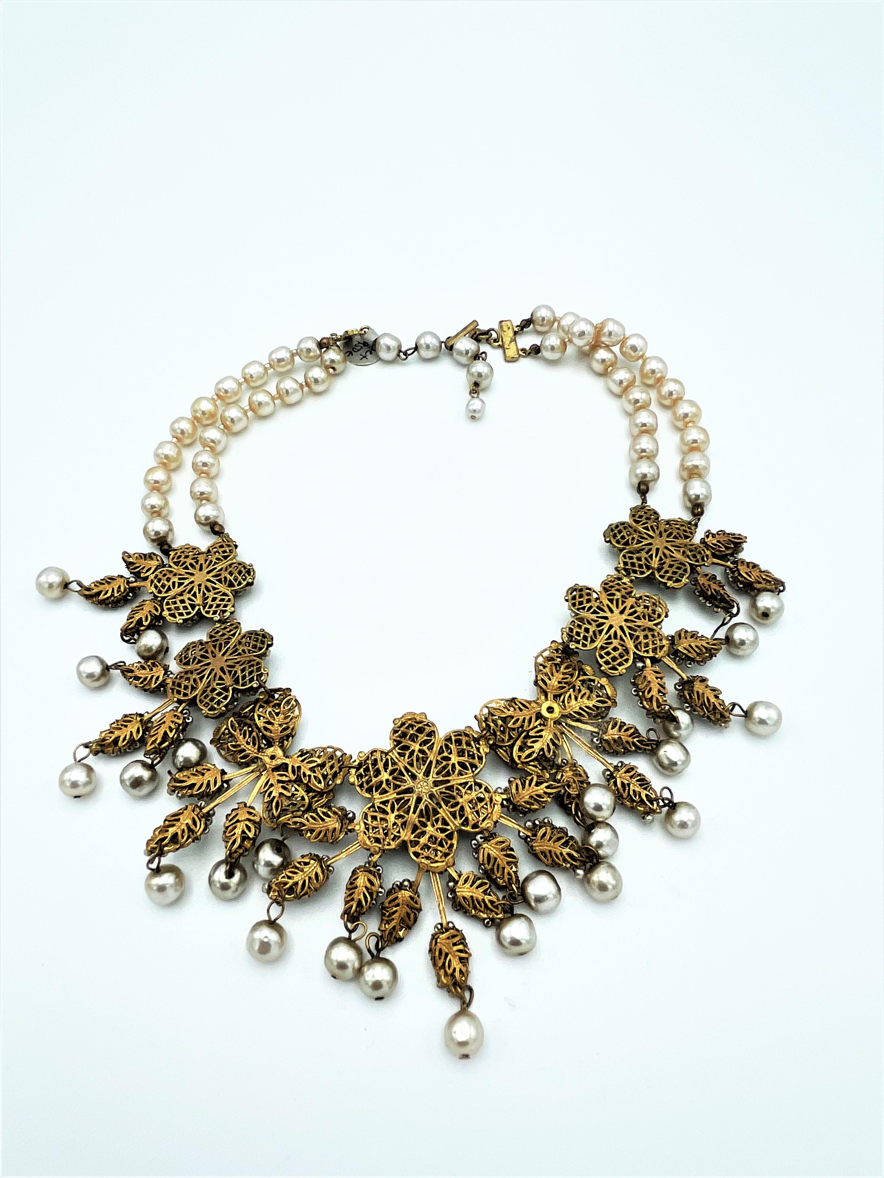 Miriam Haskell Vintage-Set, Halskette und Ohrclips für Sammlerstücke, 1940er Jahre im Angebot 5