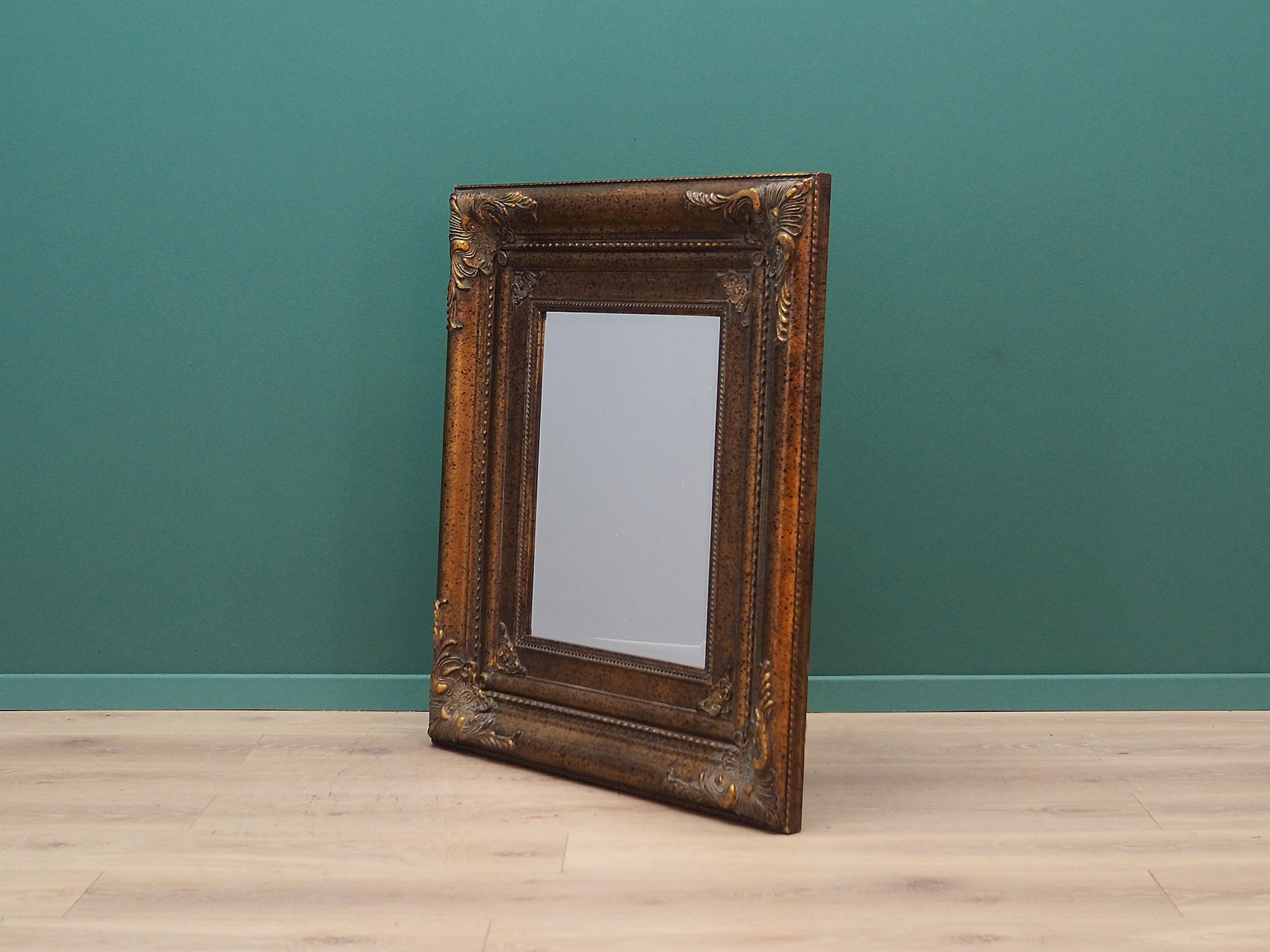 Fantastic mirror from the 1960s-1970s. Minimalist form, Scandinavian design. The mirror's frame is made of decorative plaster material. Preserved in good condition (minor scratches on the frame, mirror without damage) - directly for