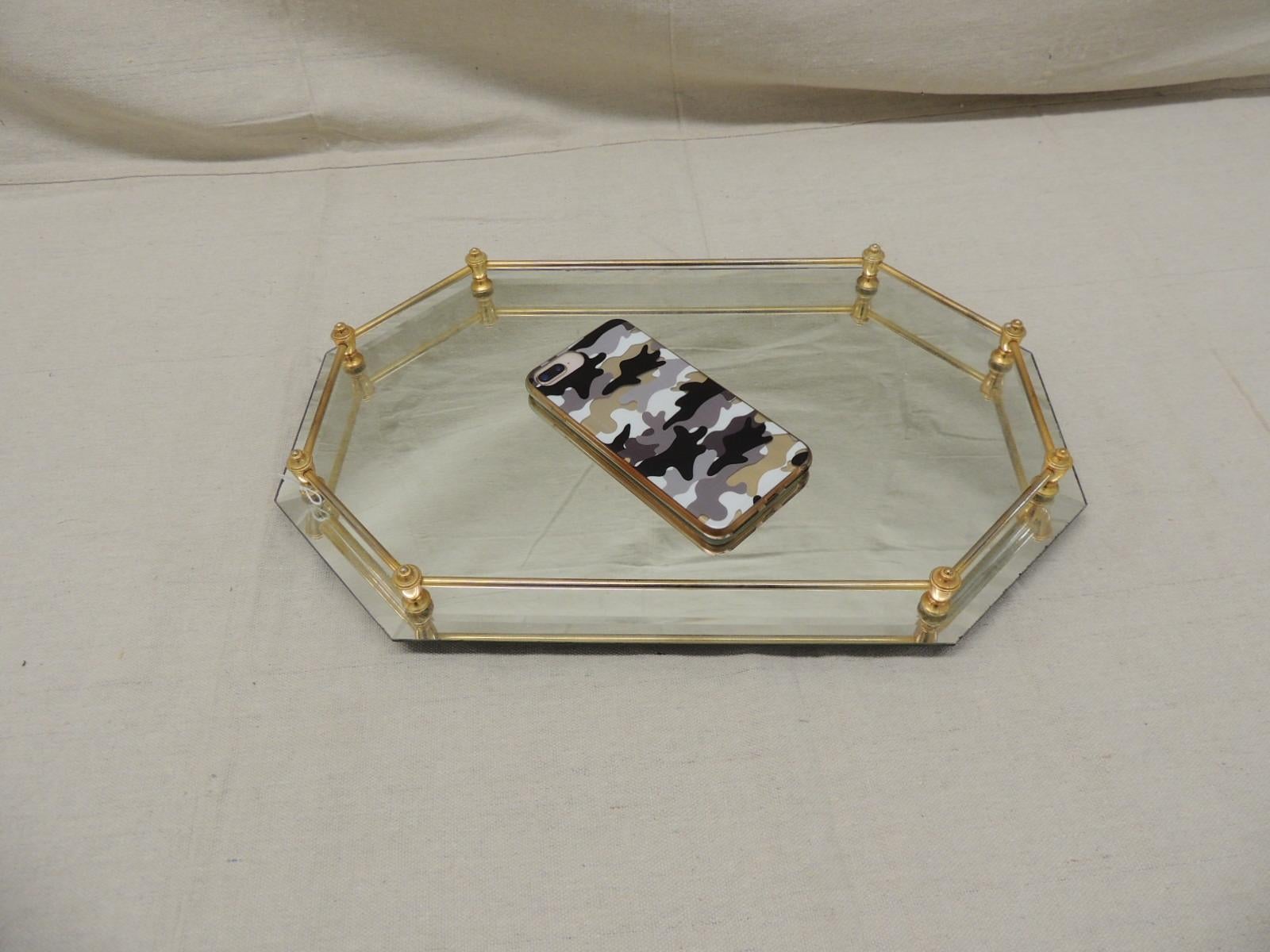 Vintage Mirror and Brass Vanity Octagonal Tray at 1stDibs vintage