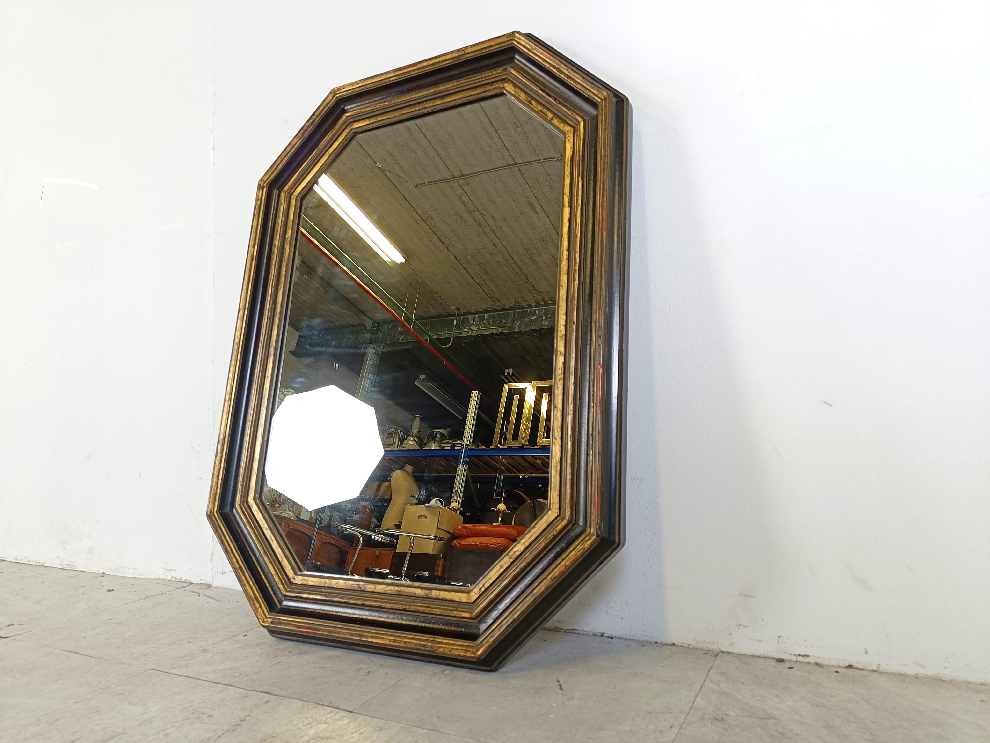 Wood Vintage mirror by Deknudt, 1970s For Sale