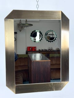 Vintage-Spiegel von Ecolight Milano aus Messing. Italien 1970er Jahre. Etikettiert