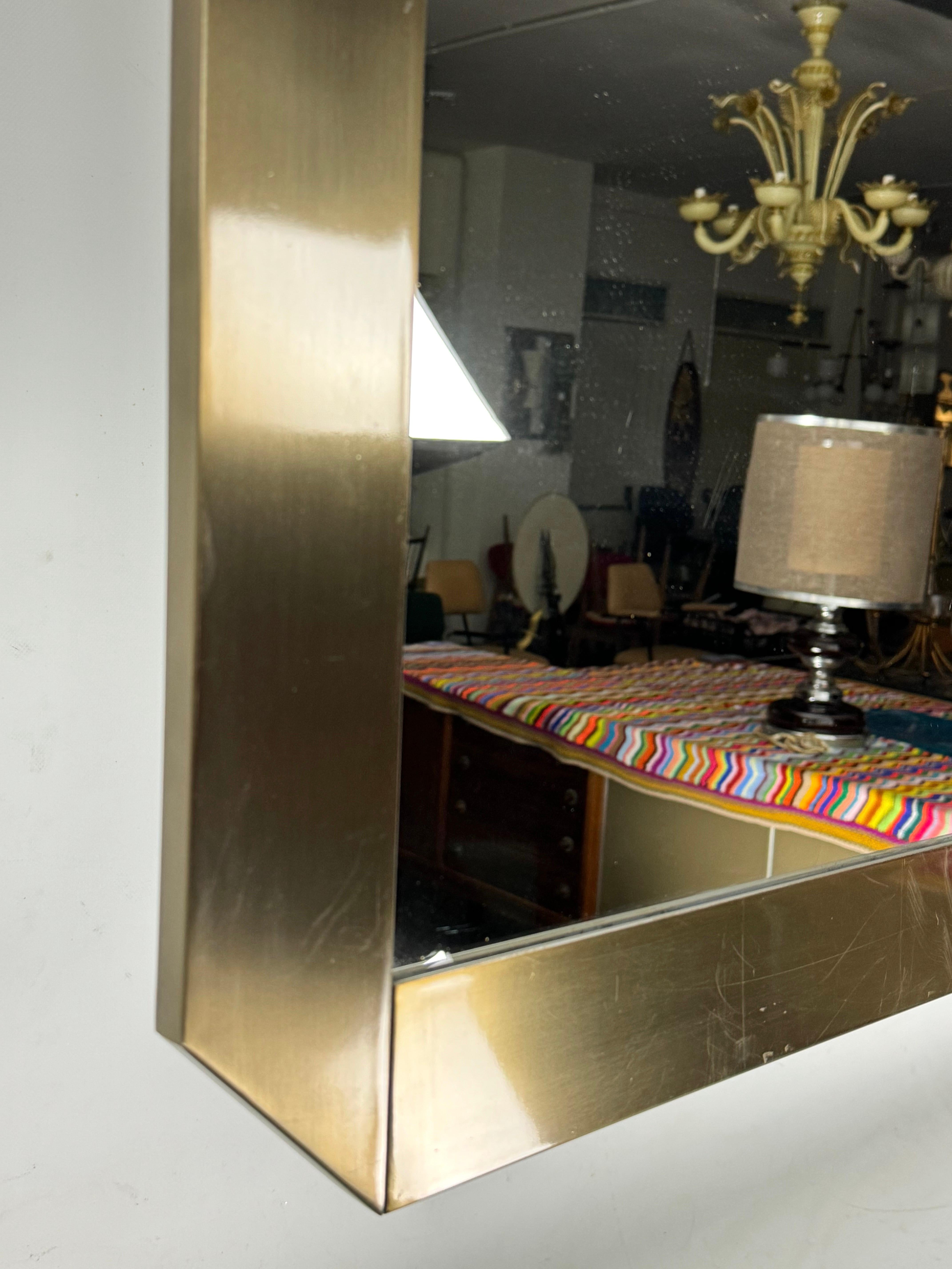 20th Century Vintage mirror by Ecolight Milano in brass. Italy 1970s. Labeled For Sale