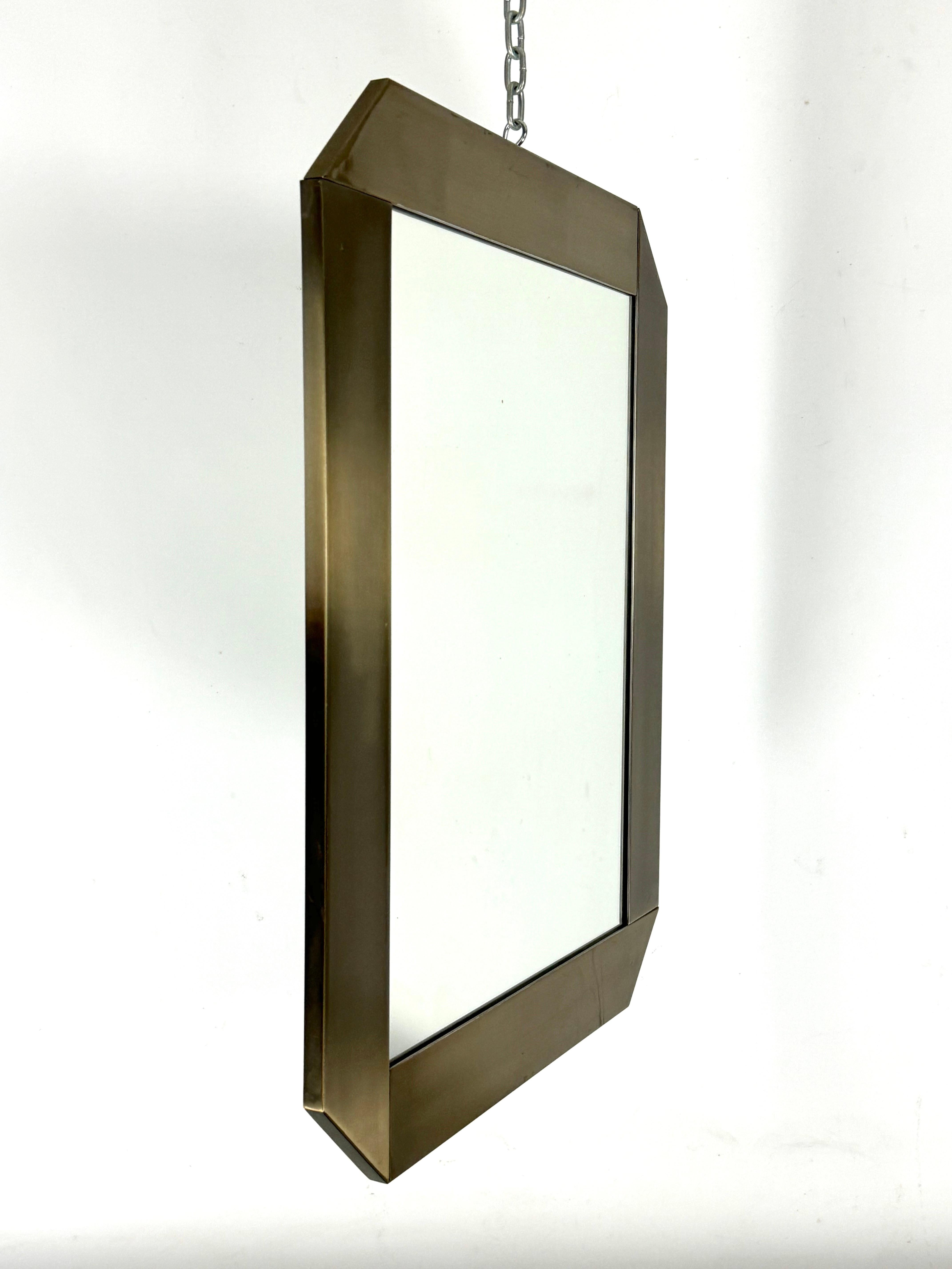 Vintage mirror by Ecolight Milano in brass. Italy 1970s. Labeled For Sale 2