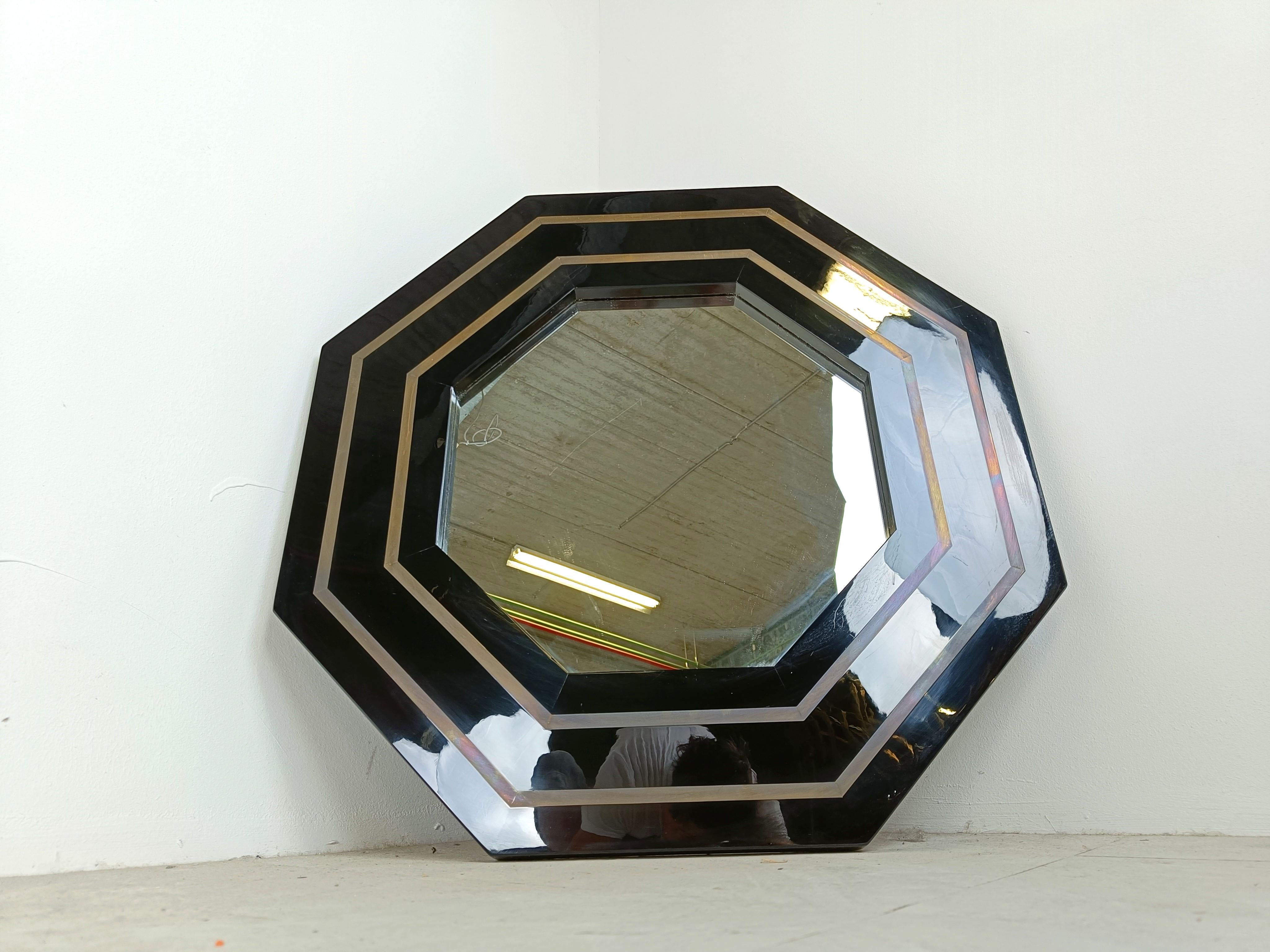 Brass Vintage mirror by Jean Claude Mahey, 1970s