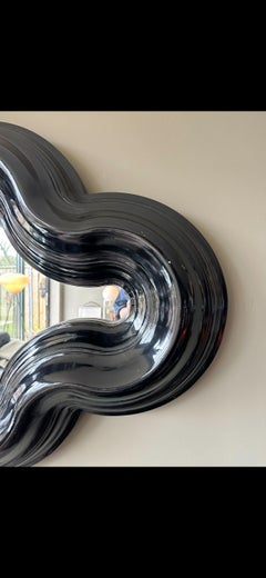 Vintage mirror eighties wave black fiberglass