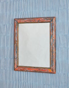 Miroir vintage dans un cadre en bois ancien avec peinture d'origine, France, 20ème siècle