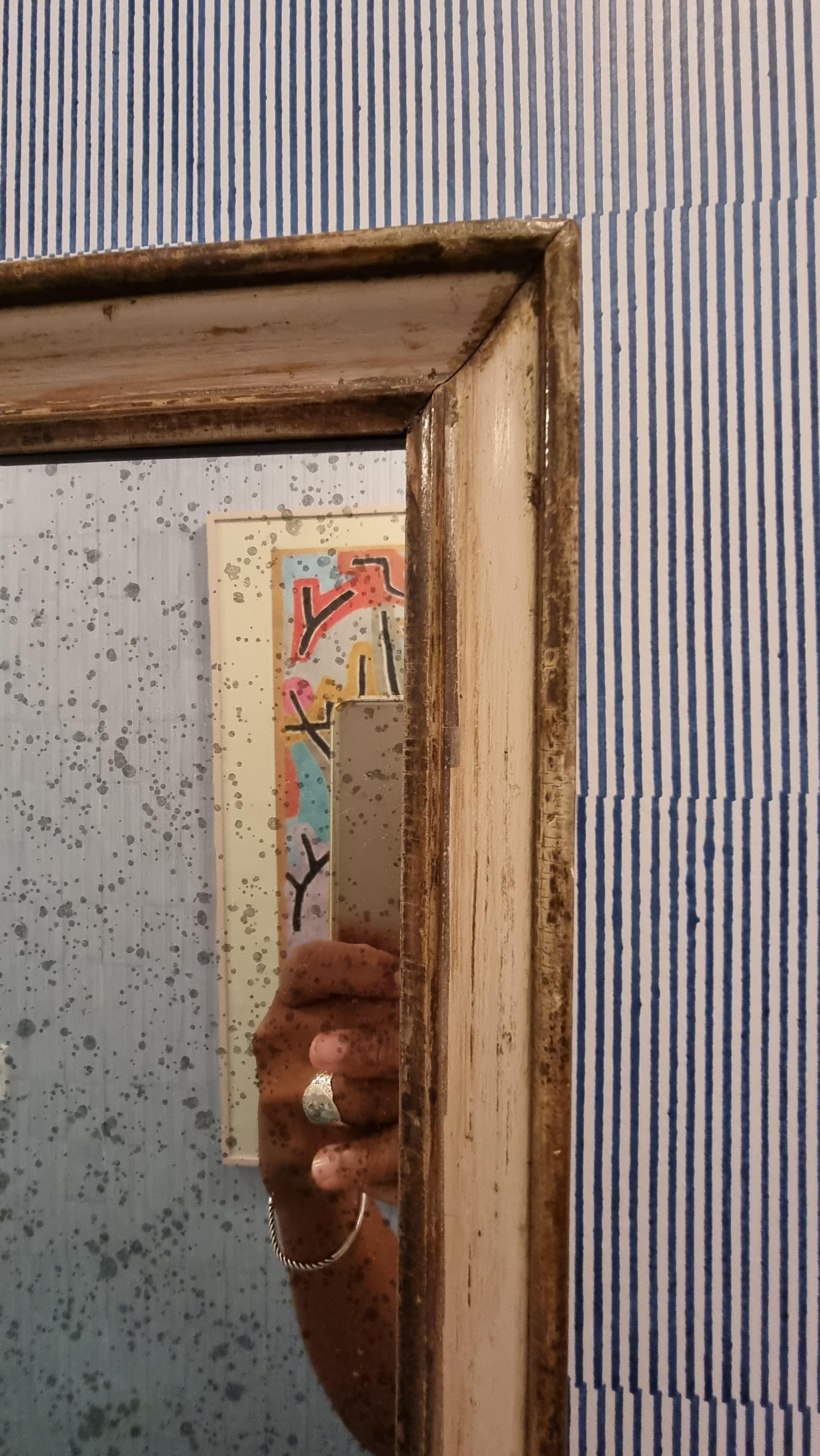 Vintage Mirror in Antique Wooden Frame with Original Paint, France, 20th Century In Good Condition For Sale In Copenhagen K, DK