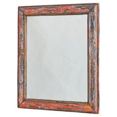 Miroir vintage dans un cadre en bois ancien avec peinture d'origine, France, 20ème siècle