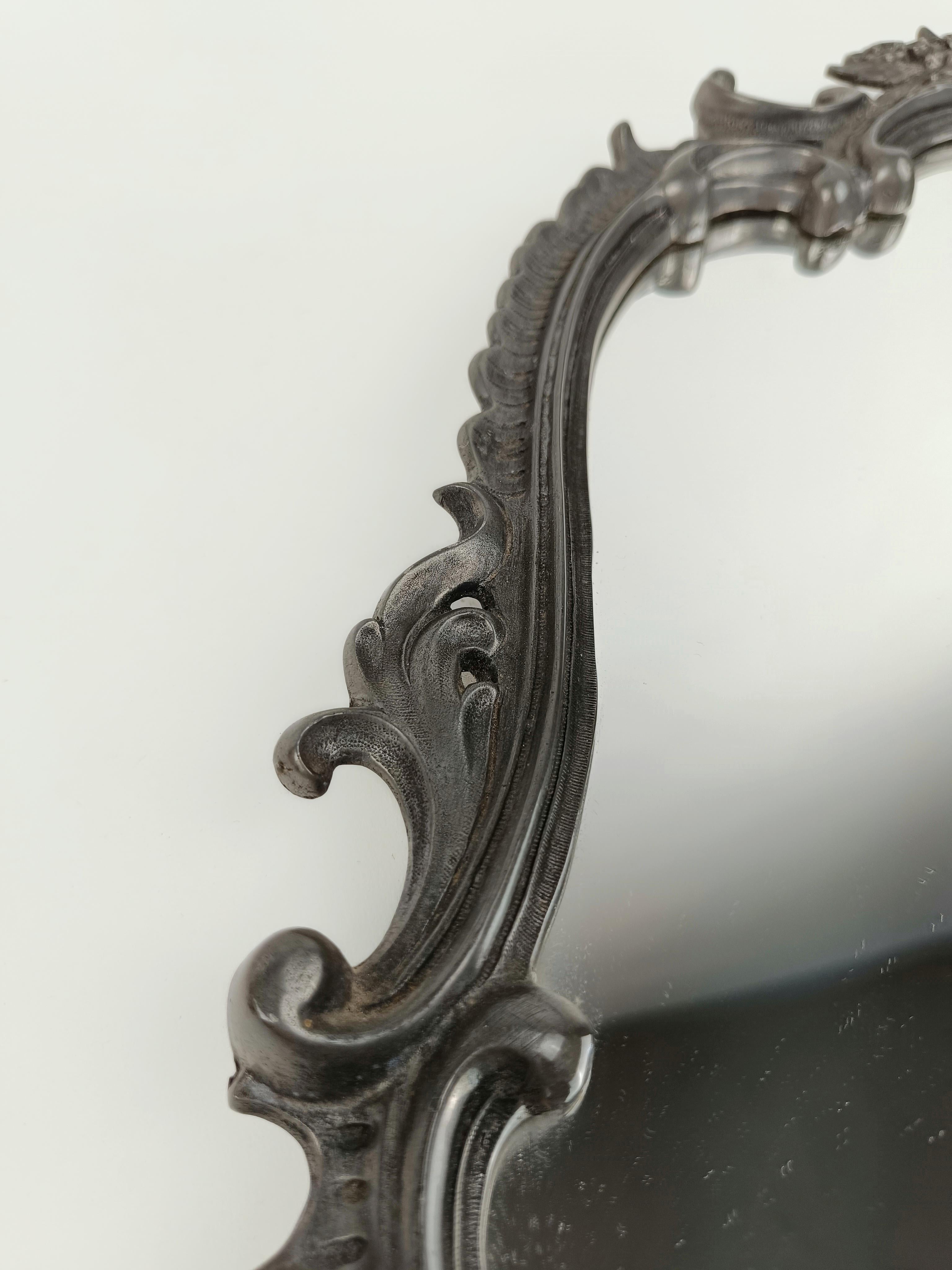 Pewter Vintage Mirror in Baroque Rococo style made in german silver For Sale