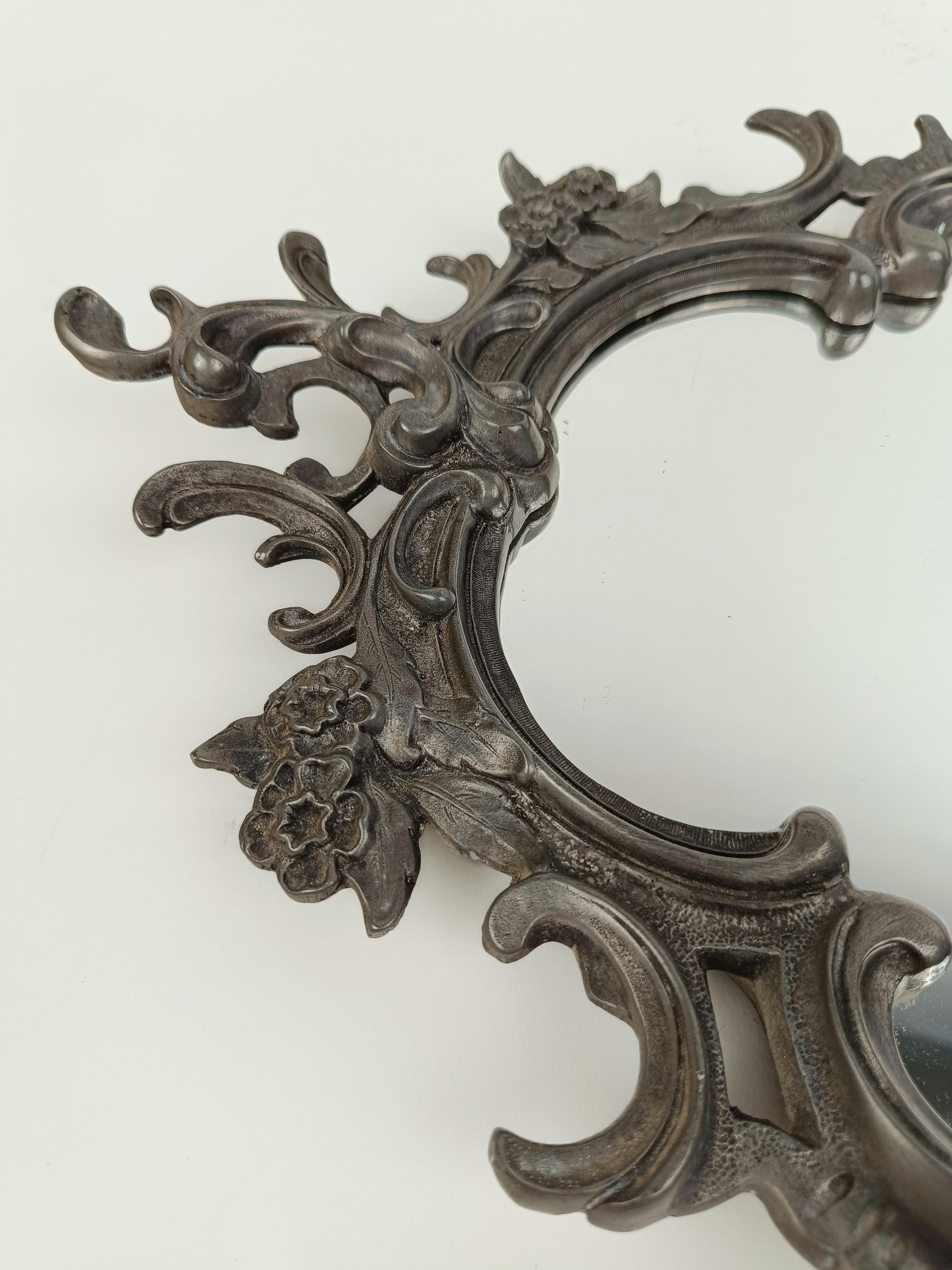 Miroir vintage de style rococo baroque fabriqué en argent allemand en vente 4