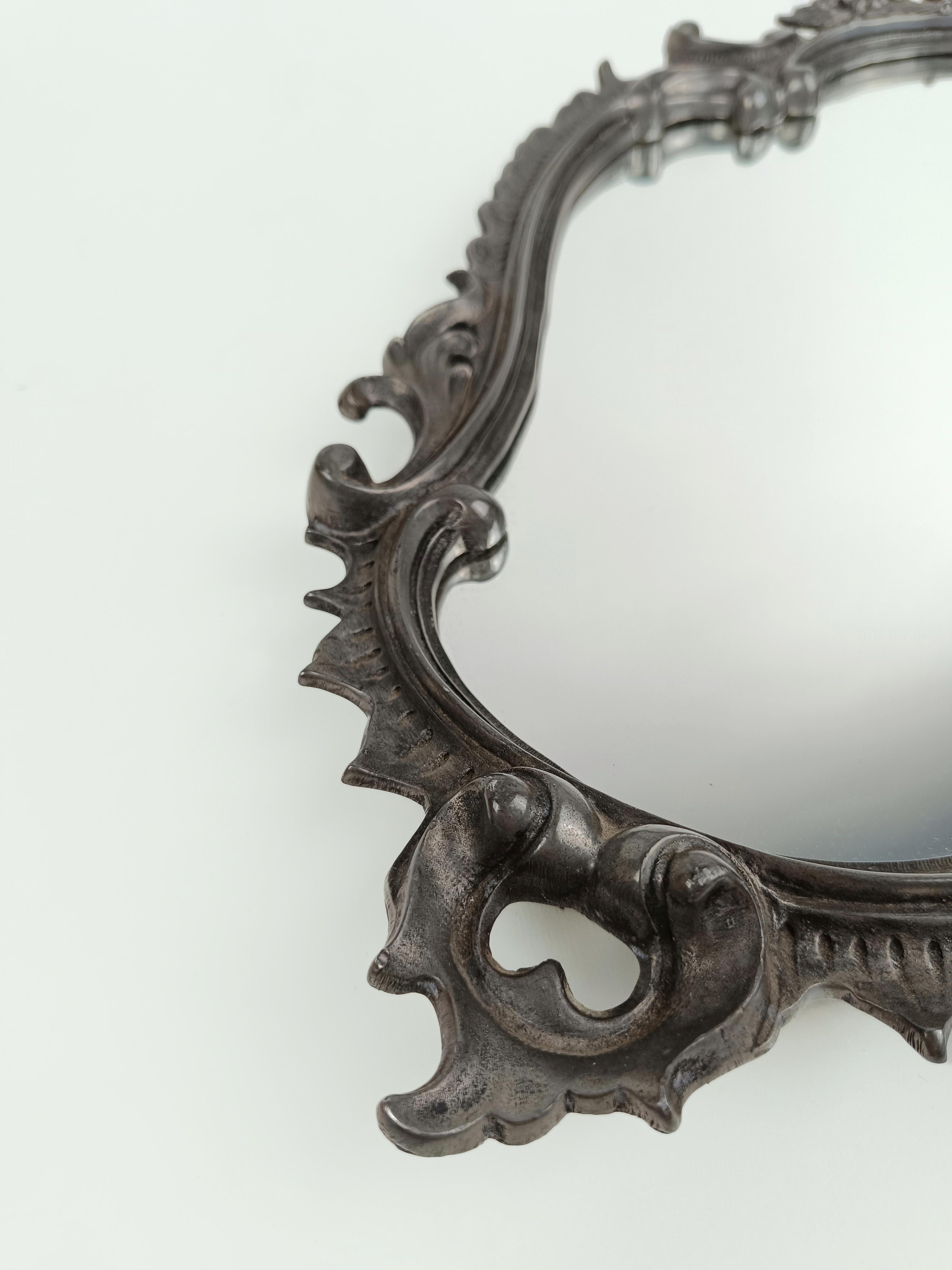 Miroir vintage de style rococo baroque fabriqué en argent allemand en vente 8