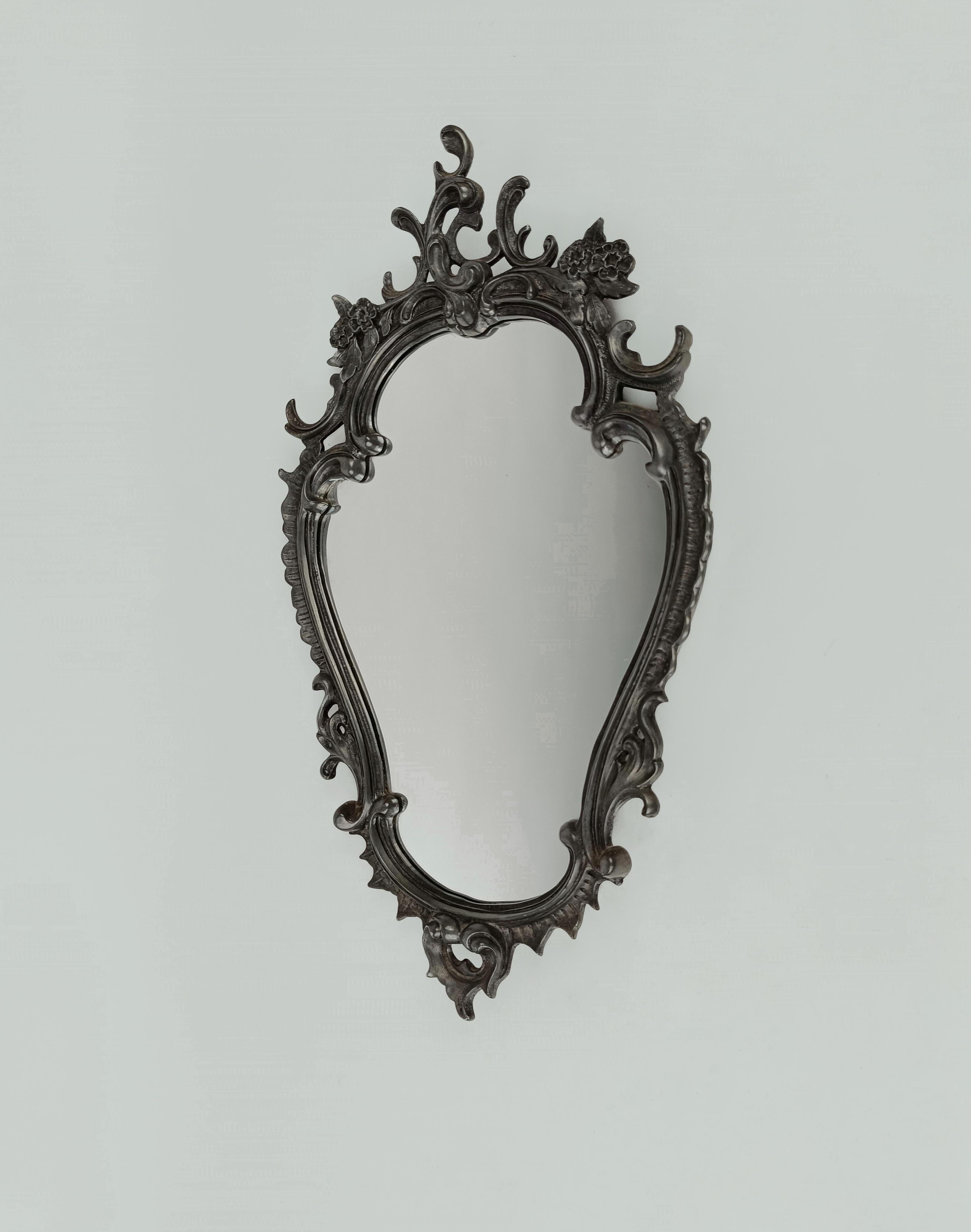 Rococo Miroir vintage de style rococo baroque fabriqué en argent allemand en vente