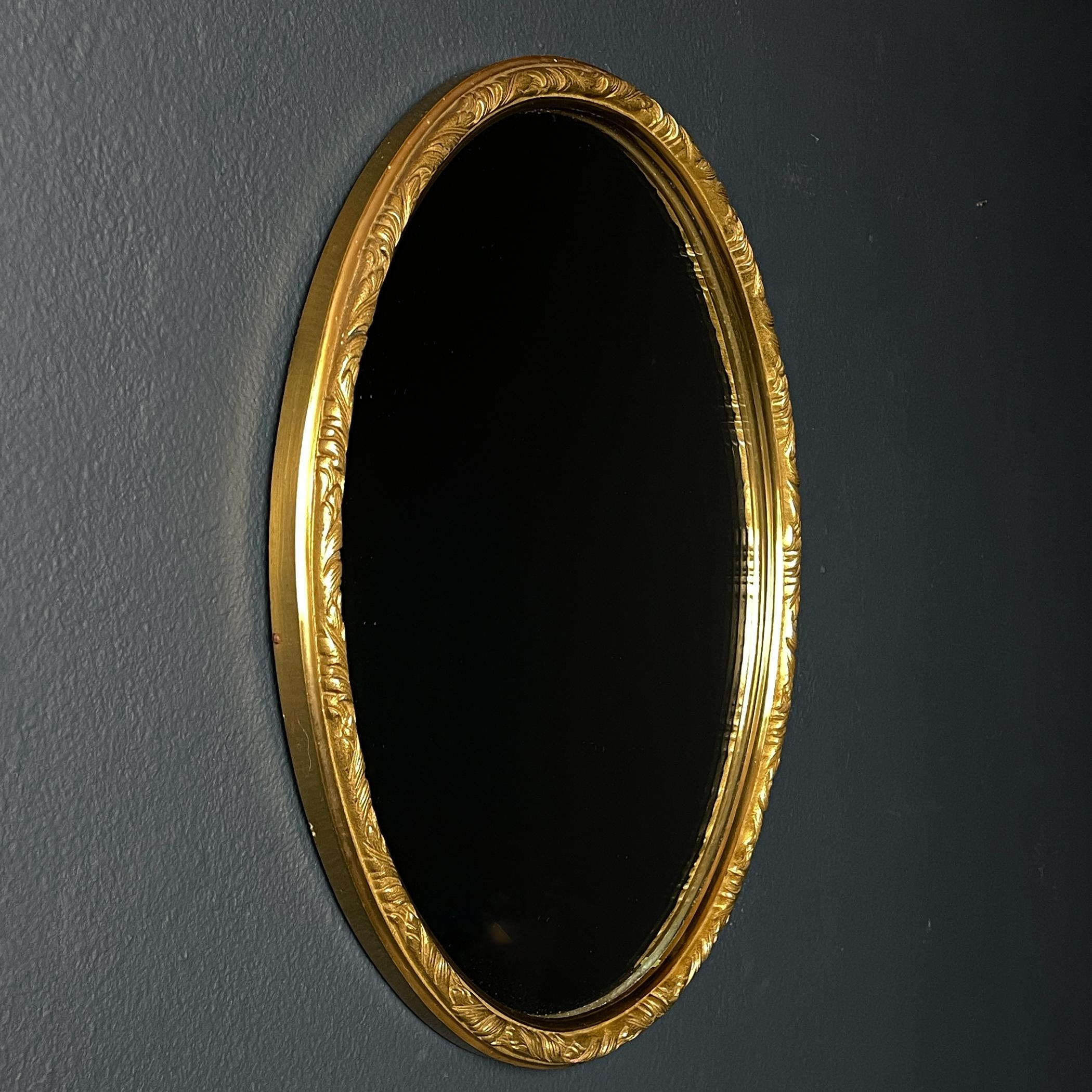 Miroir vintage avec cadre en laiton, Italie, années 1950 en vente 4