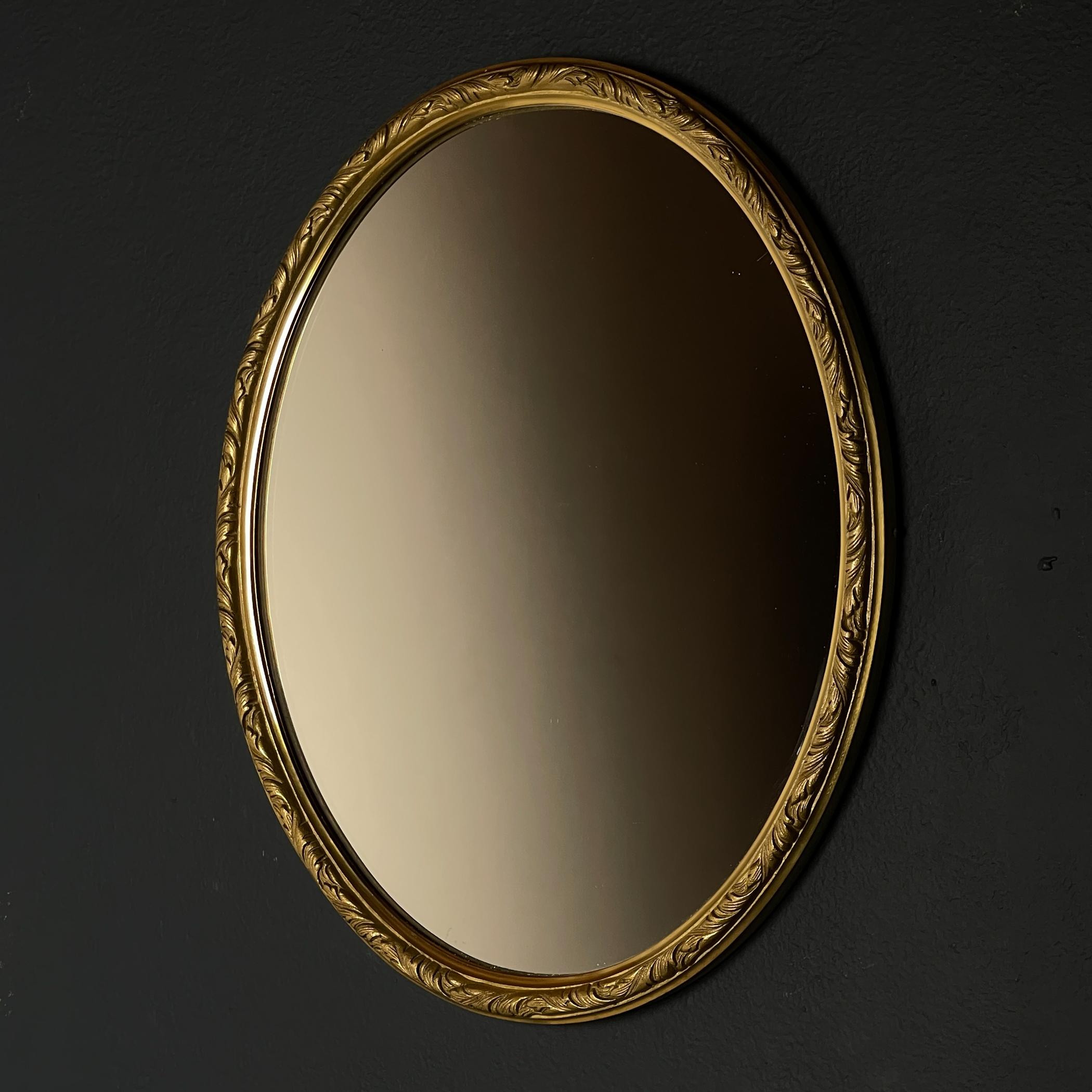 Mid-Century Modern Miroir vintage avec cadre en laiton, Italie, années 1950 en vente