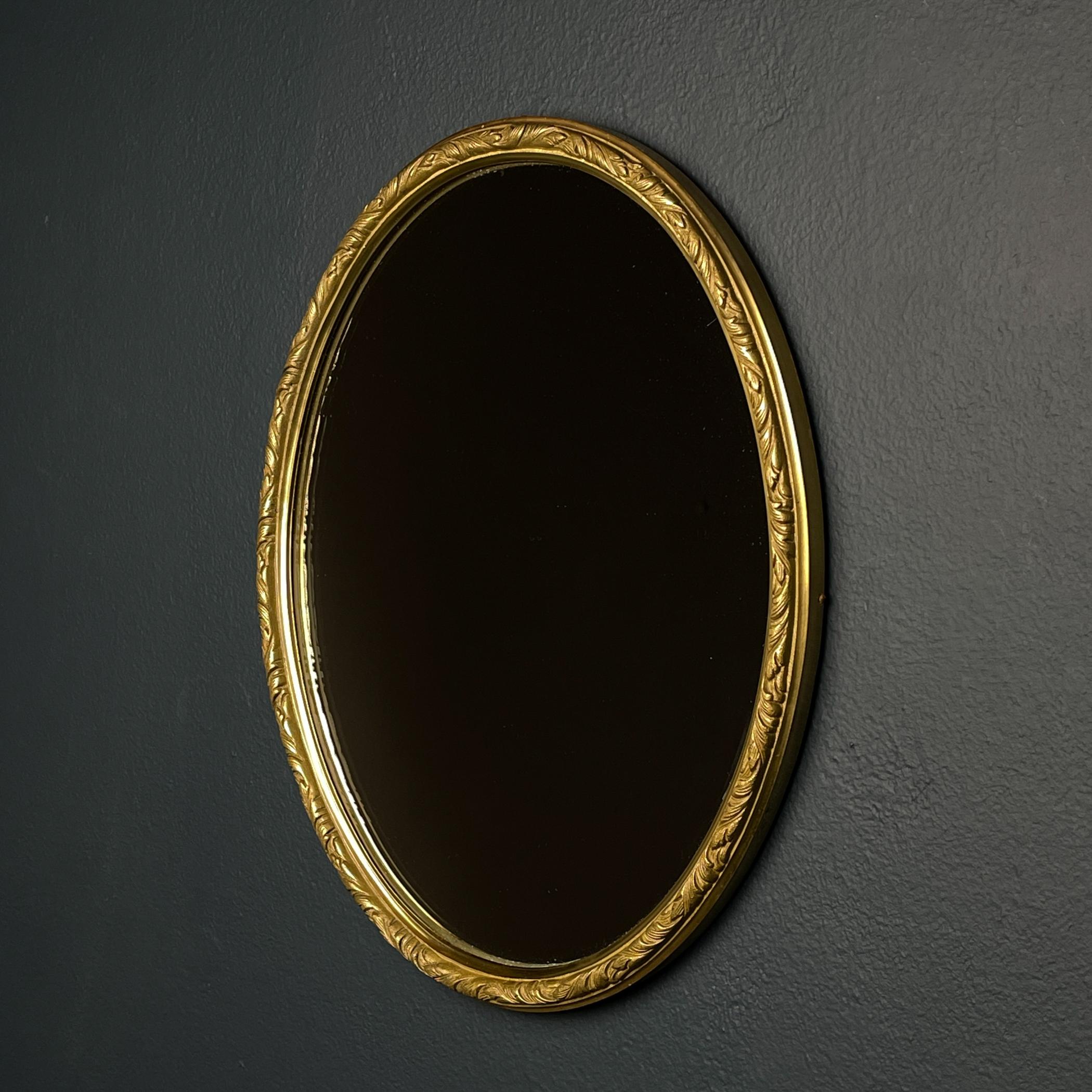 italien Miroir vintage avec cadre en laiton, Italie, années 1950 en vente