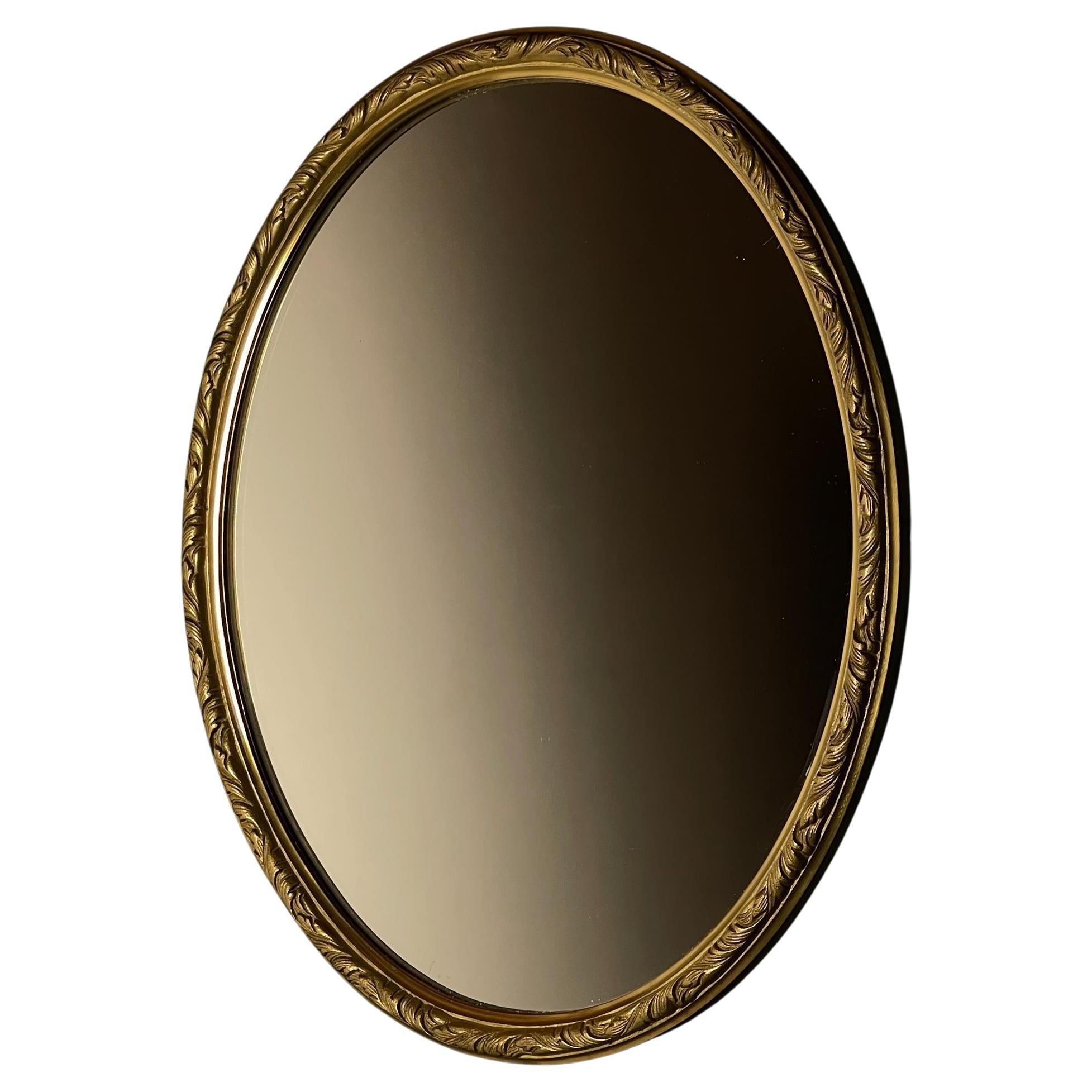 Miroir vintage avec cadre en laiton, Italie, années 1950
