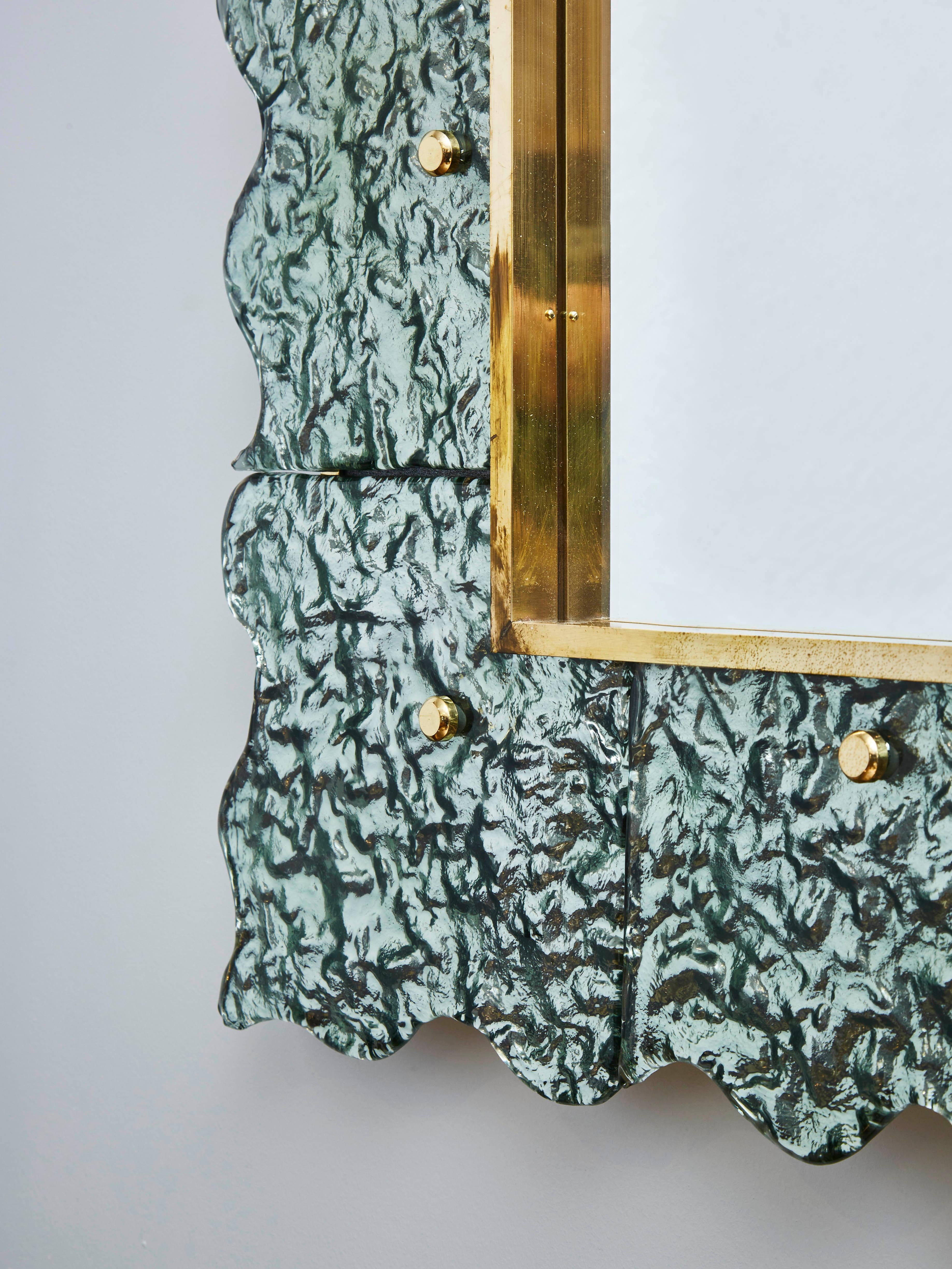 Miroir avec cadre en verre de Murano par Studio Glustin Excellent état - En vente à Saint-Ouen (PARIS), FR