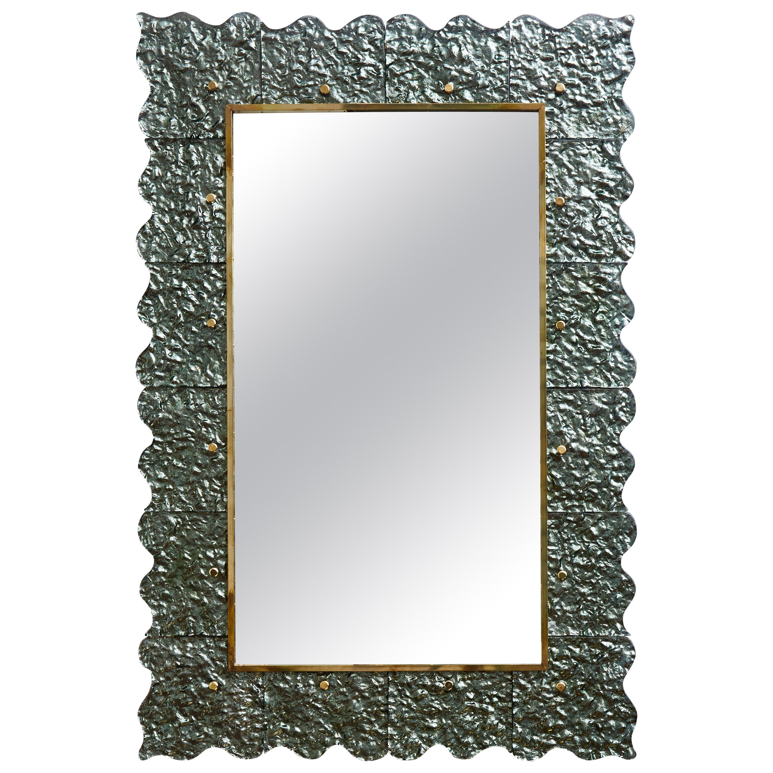 Mirror with Murano Glass frame by Studio Glustin For Sale