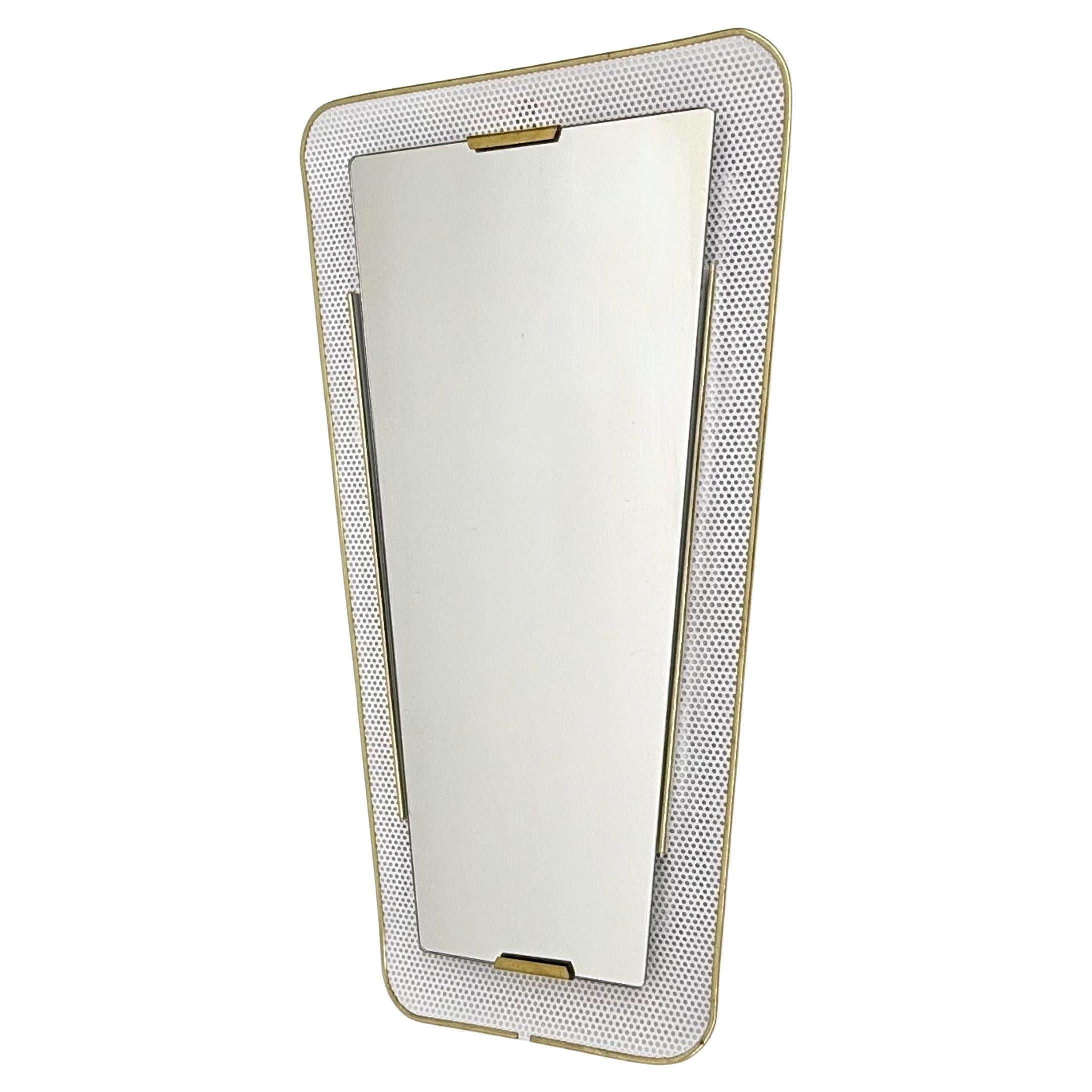 Vintage mirror perforated metal with brass details , 1950s