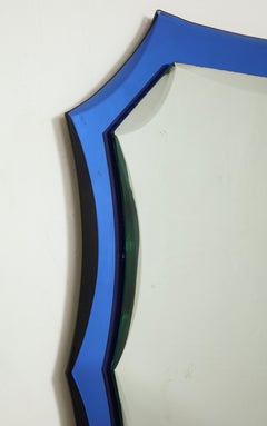 Vintage Mirror with Cobalt Blue Borders