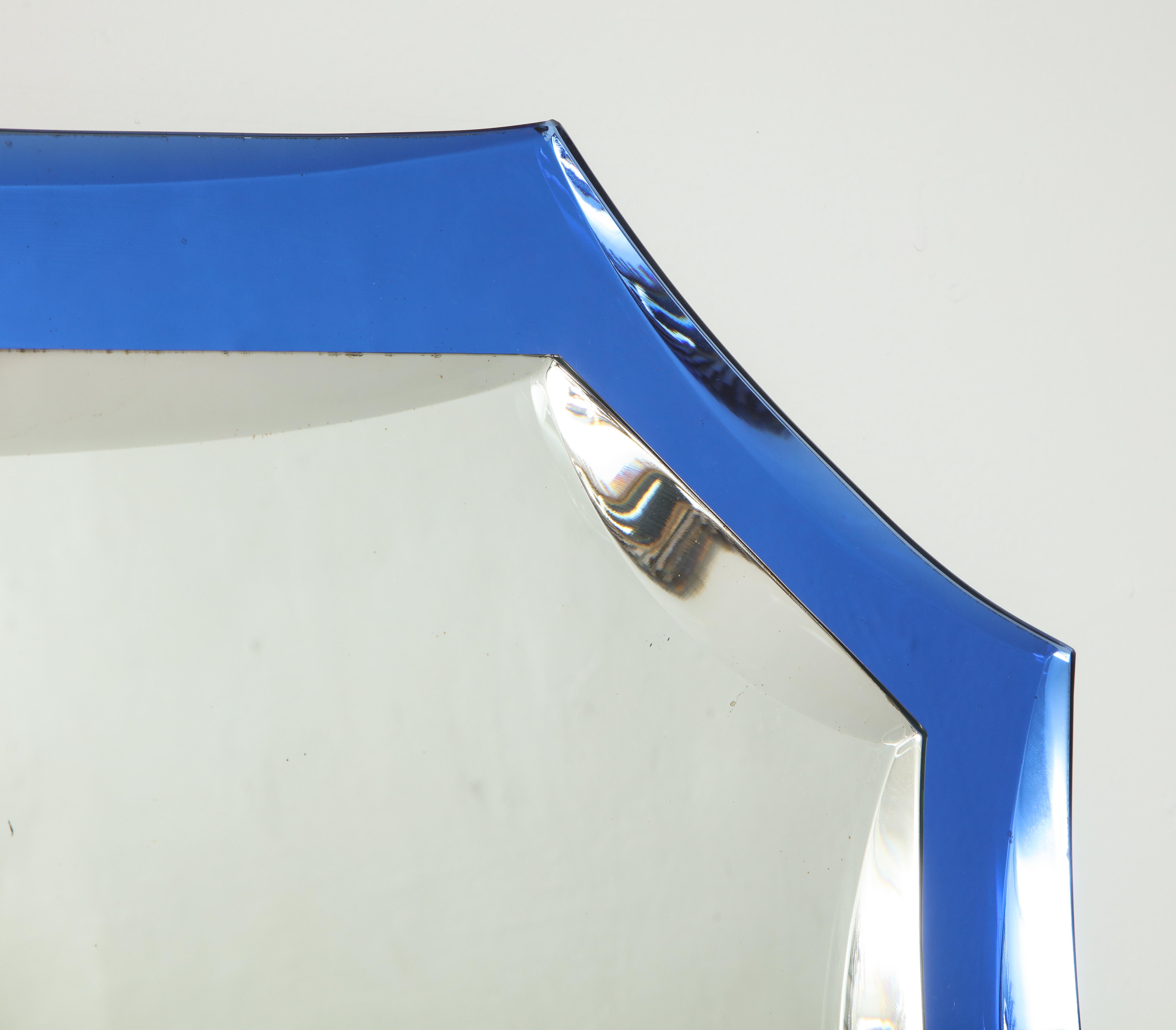 French Vintage Mirror with Cobalt Blue Borders For Sale