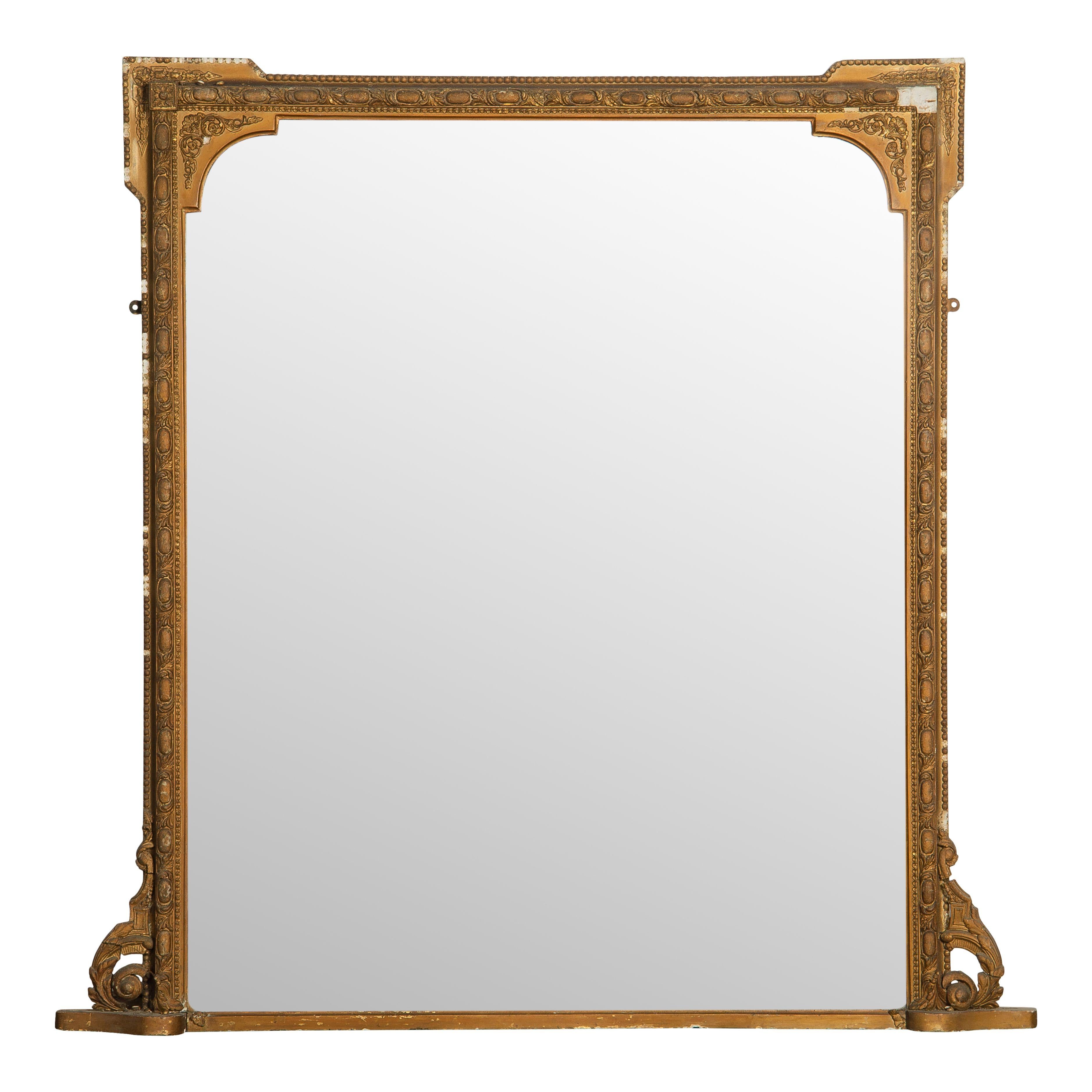 20ième siècle Miroir vintage avec cadre doré détaillé en vente