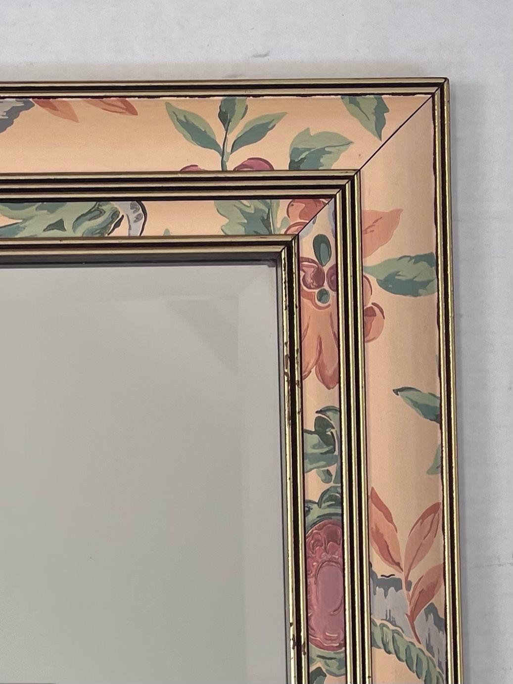 Vintage Mirror With Floral Frame. Made in Canada In Good Condition For Sale In Seattle, WA